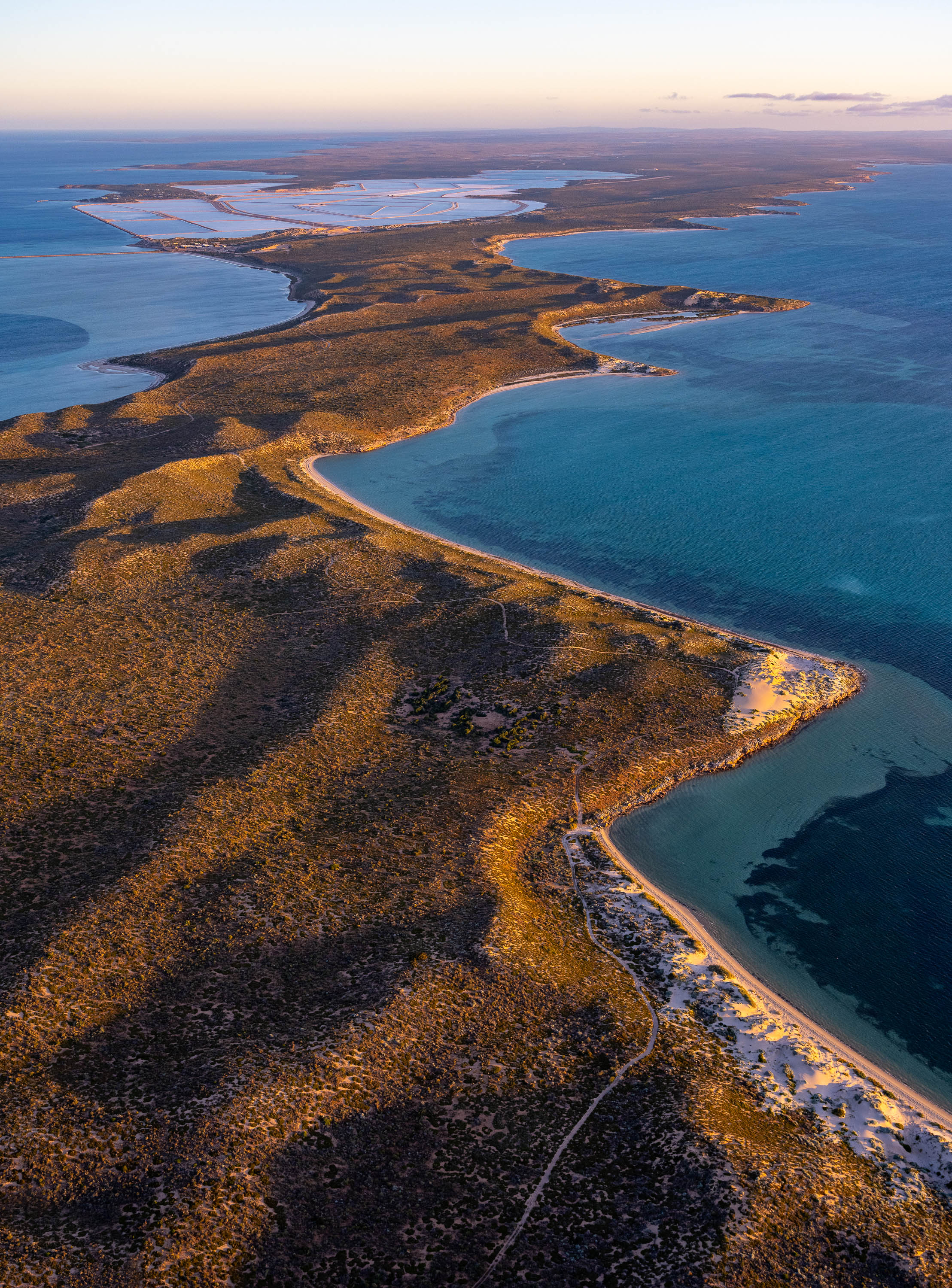 Saltworks Coastline, Shark Bay, WA Aerial