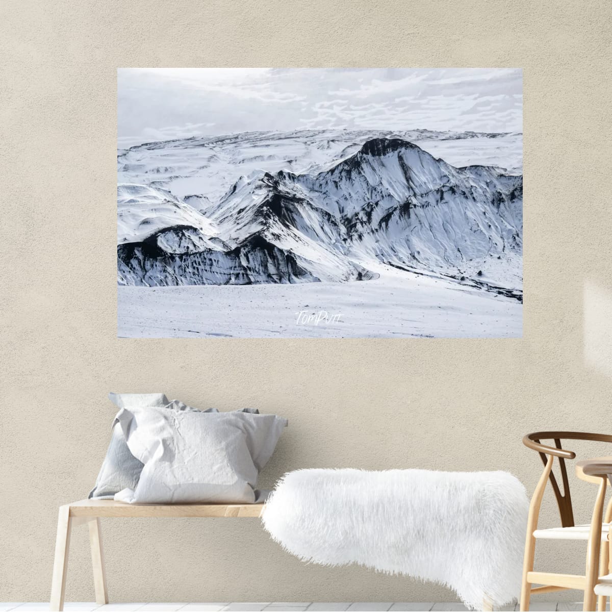 Snow-covered Deception Island, Antarctica
