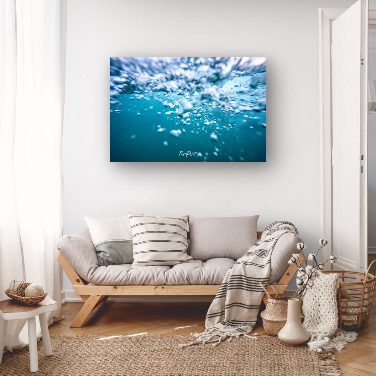 ARTWORK INSTOCK - Bubbles, Mornington Peninsula 150 x 100cms Canvas White Frame
