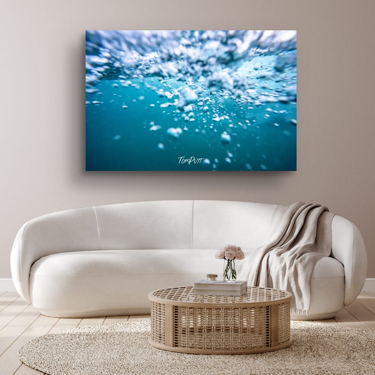 ARTWORK INSTOCK - Bubbles, Mornington Peninsula 150 x 100cms Canvas White Frame