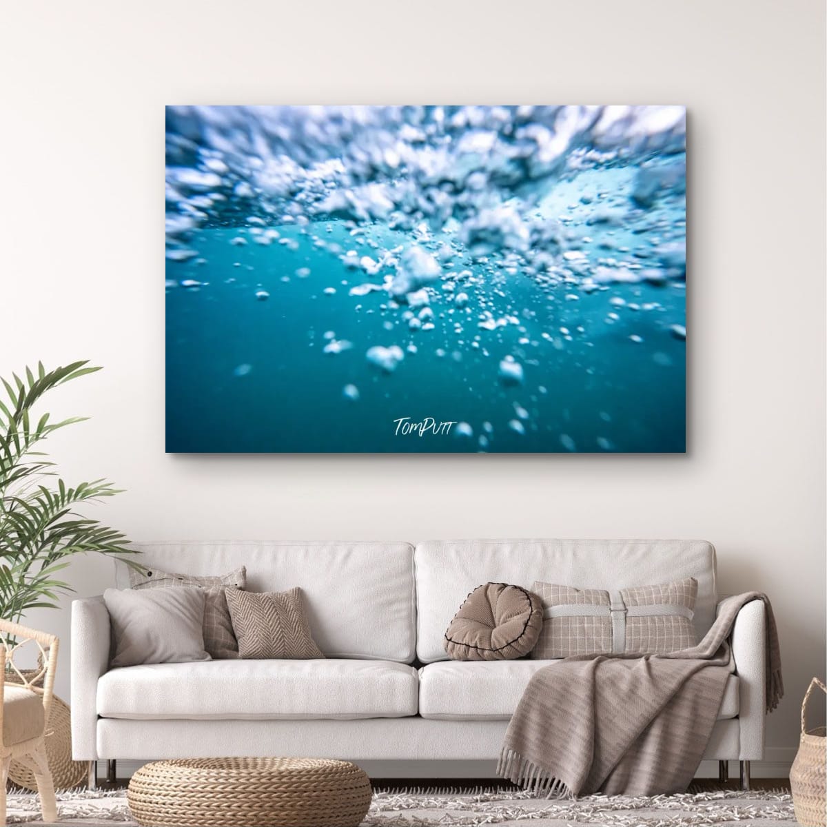 ARTWORK INSTOCK - Bubbles, Mornington Peninsula 150 x 100cms Canvas White Frame