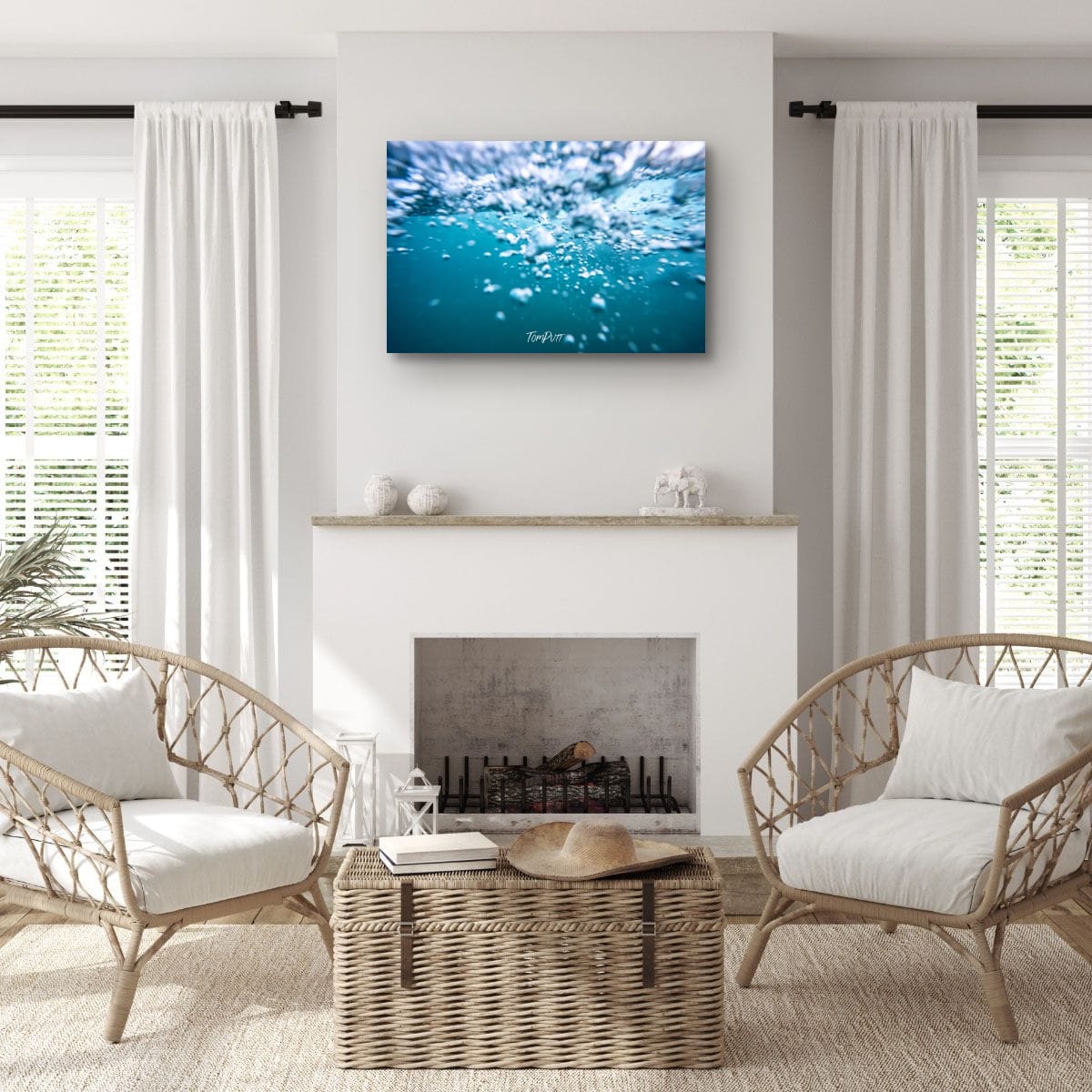 ARTWORK INSTOCK - Bubbles, Mornington Peninsula 150 x 100cms Canvas White Frame