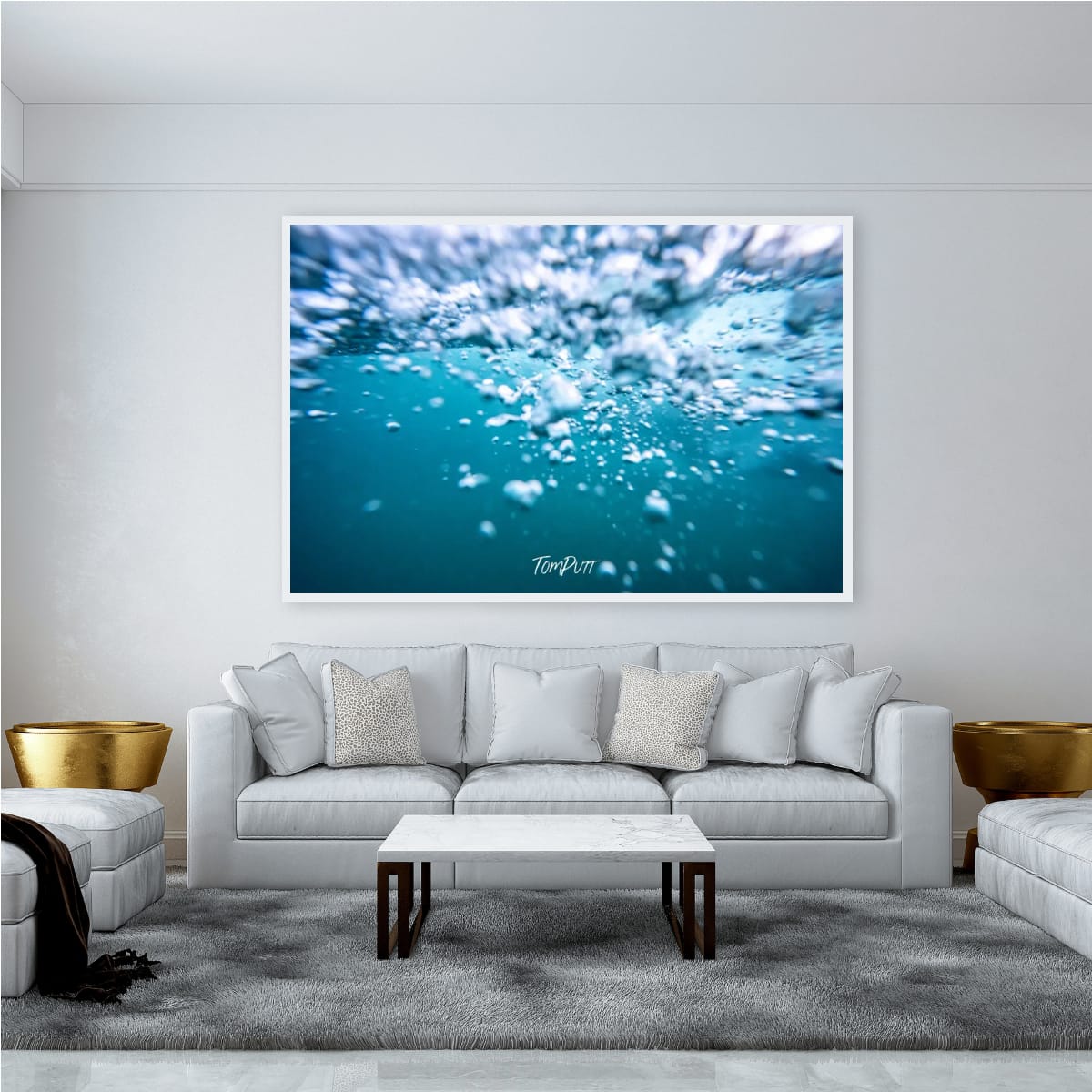 ARTWORK INSTOCK - Bubbles, Mornington Peninsula 150 x 100cms Canvas White Frame