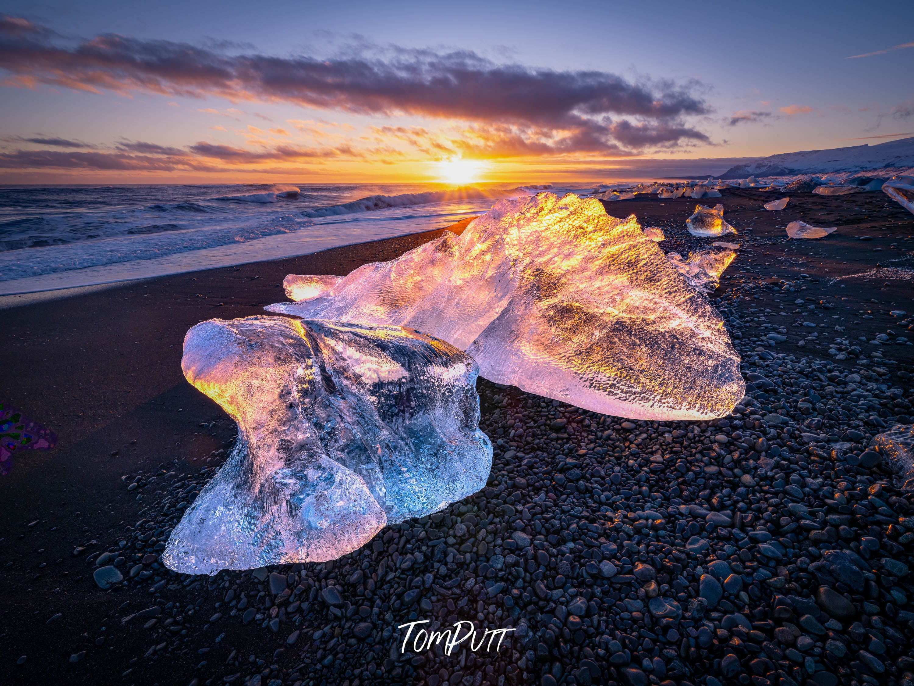 Sunset's Icy Embrace, Iceland