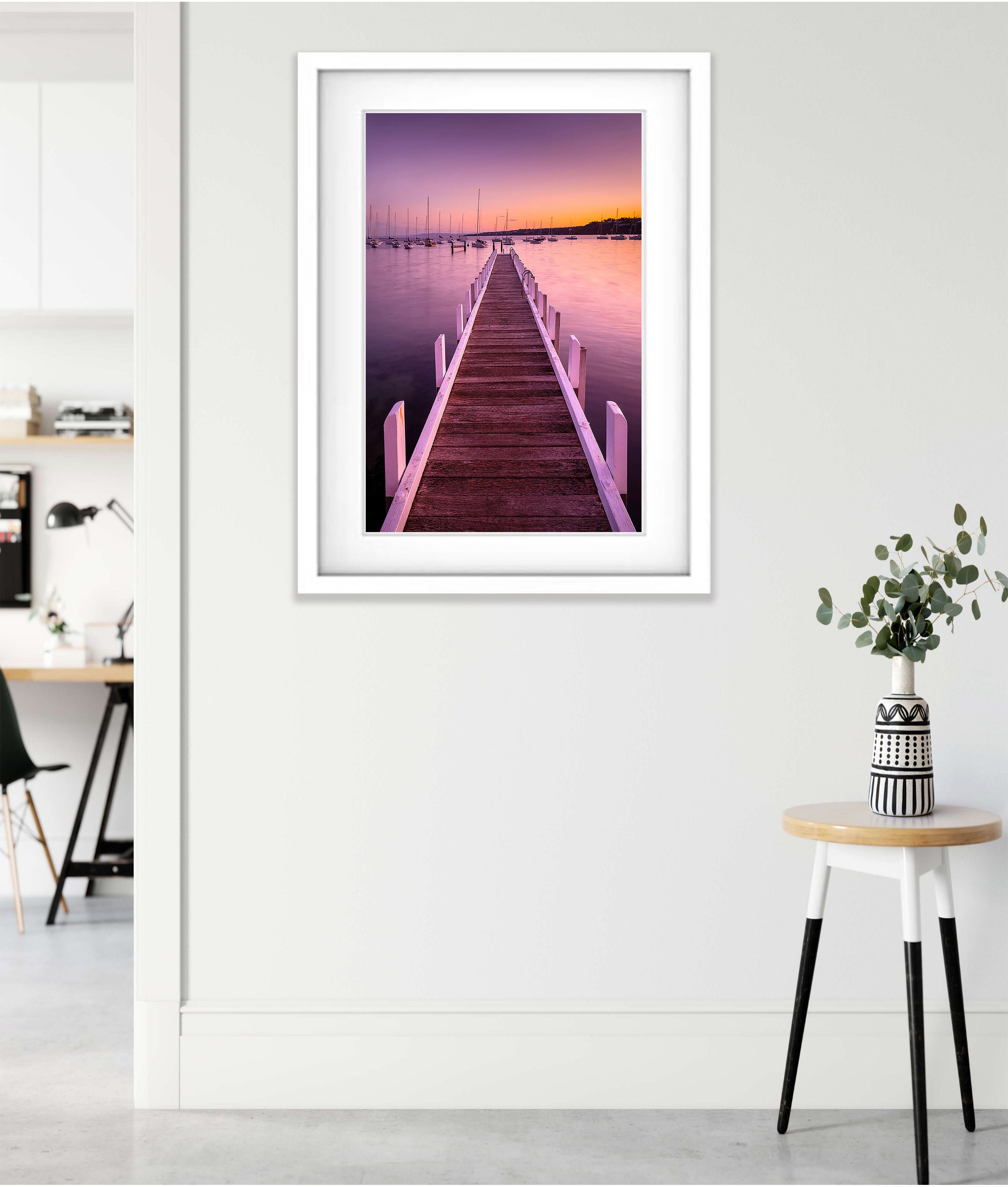 ARTWORK INSTOCK - Scarlet Sunrise, Mornington 150 x 100cms Canvas Raw Oak Frame