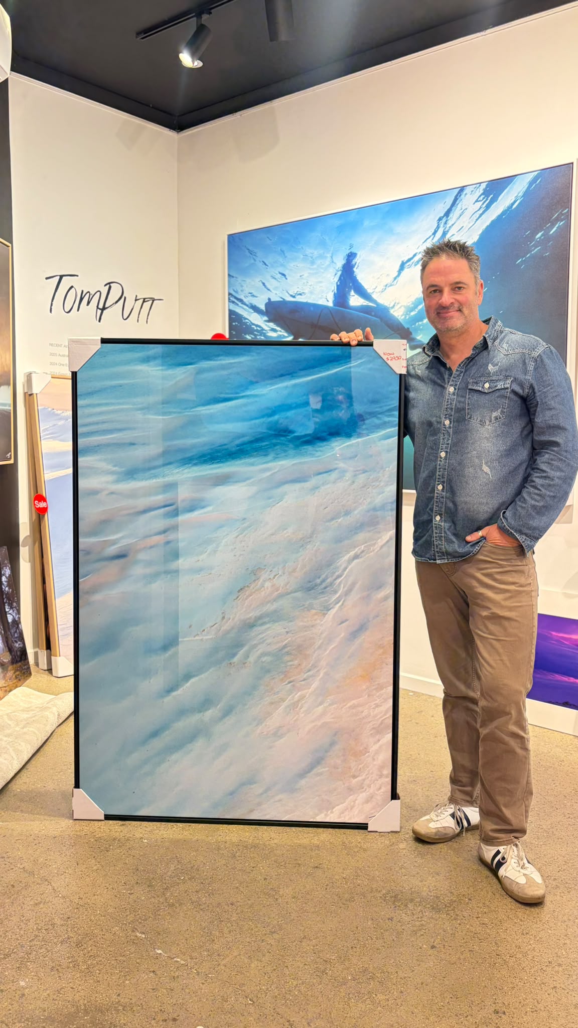 ARTWORK INSTOCK - 'The Low Tide, Shark Bay, WA' - 150x100cms METAL PRINT BLACK FRAME