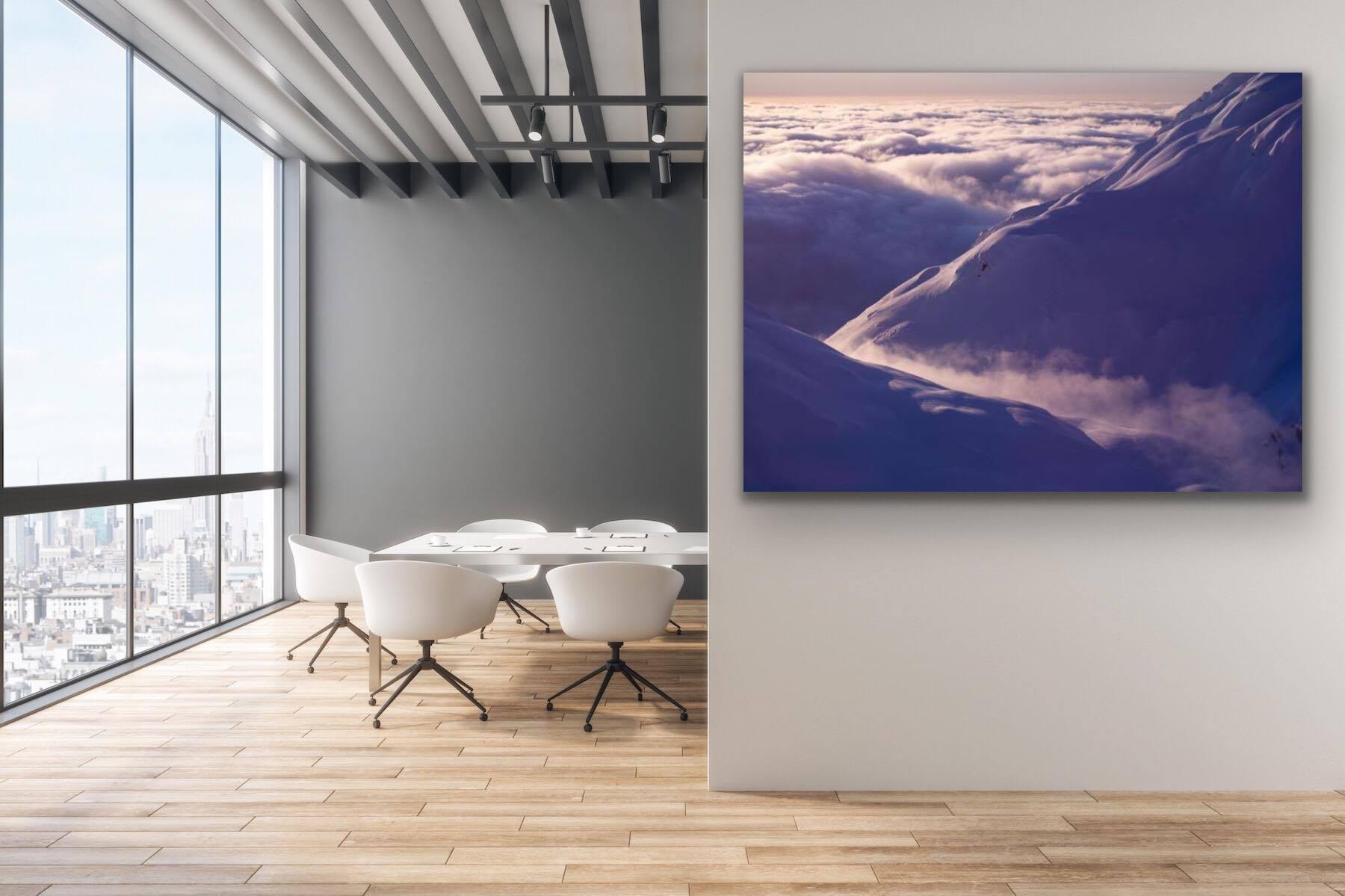 Print of Clouds moving through gap in mountains in New Zealand