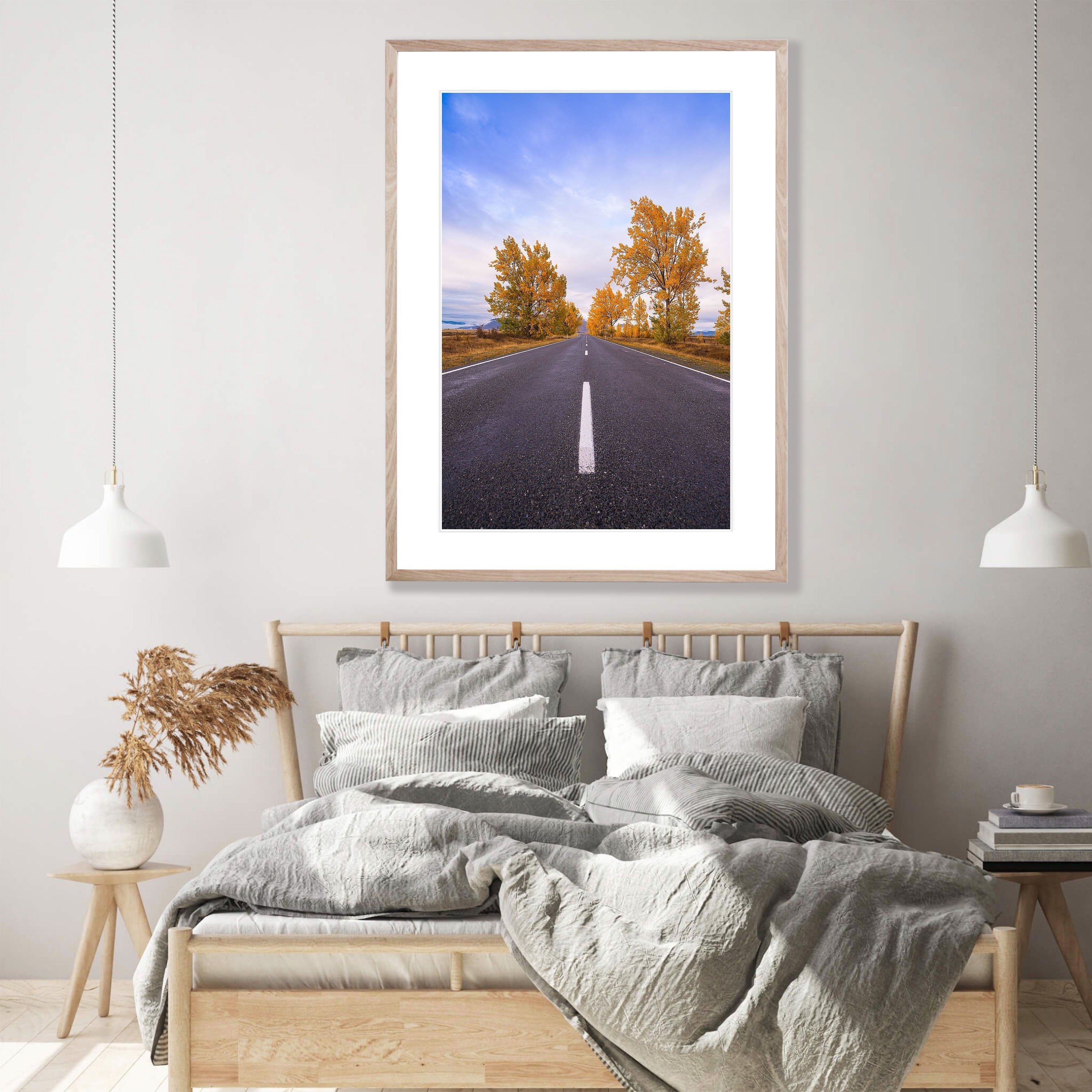 Autumn Trees line the road, South Island, New Zealand