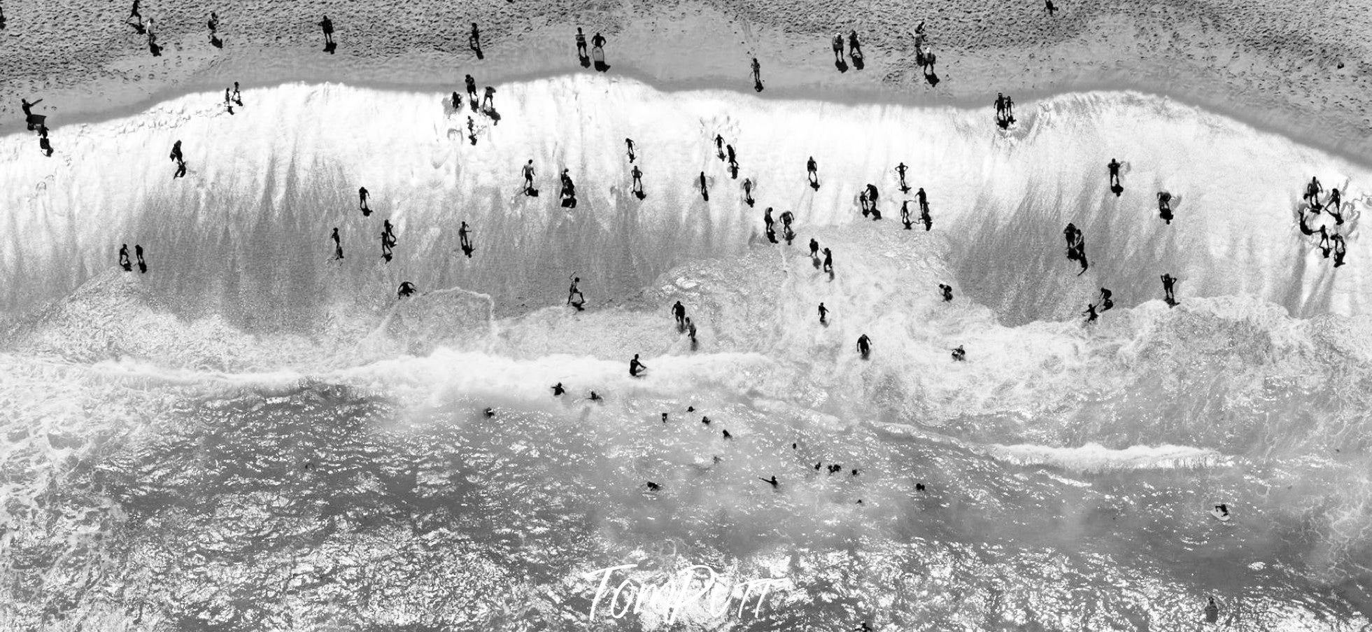 A long shot retro view of beach surfing, Groups of people are surfing, Back beach Time - Mornington Peninsula