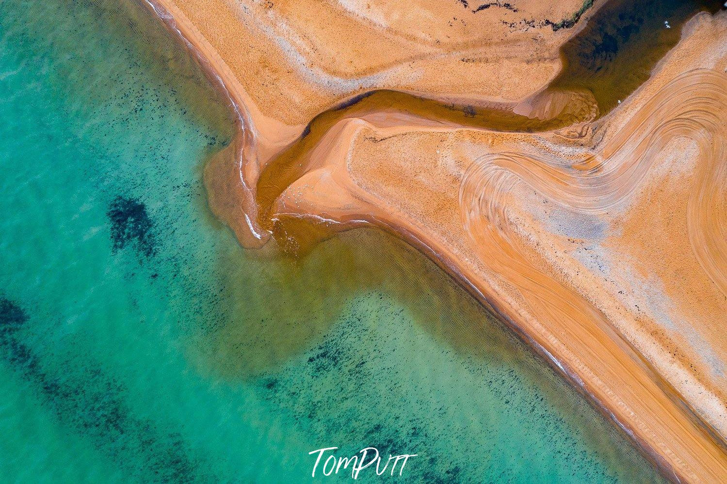 A giant wall of desert connecting with a crystal clear sea of green water, Balcombe Creek - Mornington Peninsula