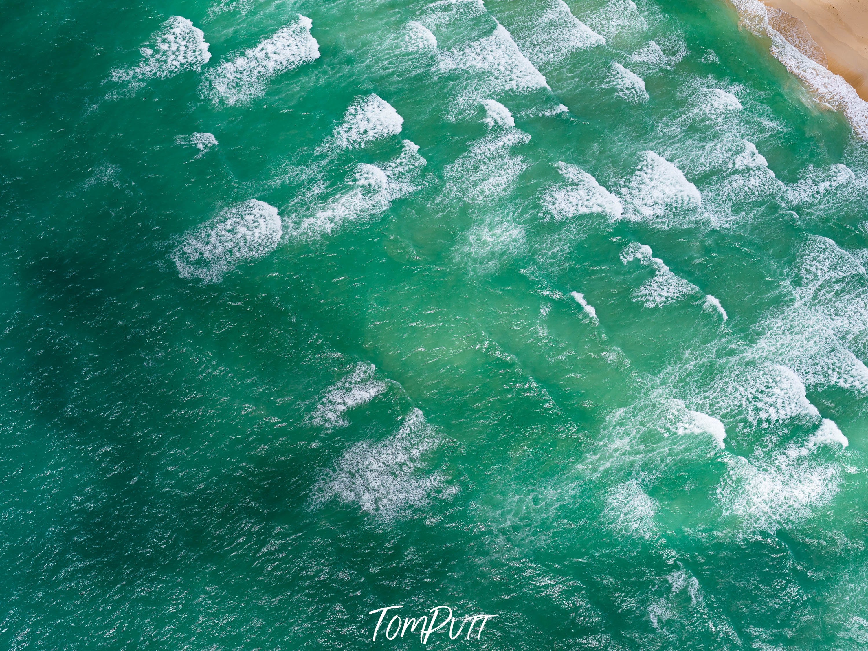 Aerial view of the sea corner with a lot of small bubbling waves, Broome No.41