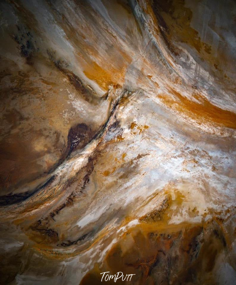 A milky-way like texture with brown, orange, and powder color, making a desert storm like effect, Decadence Crust