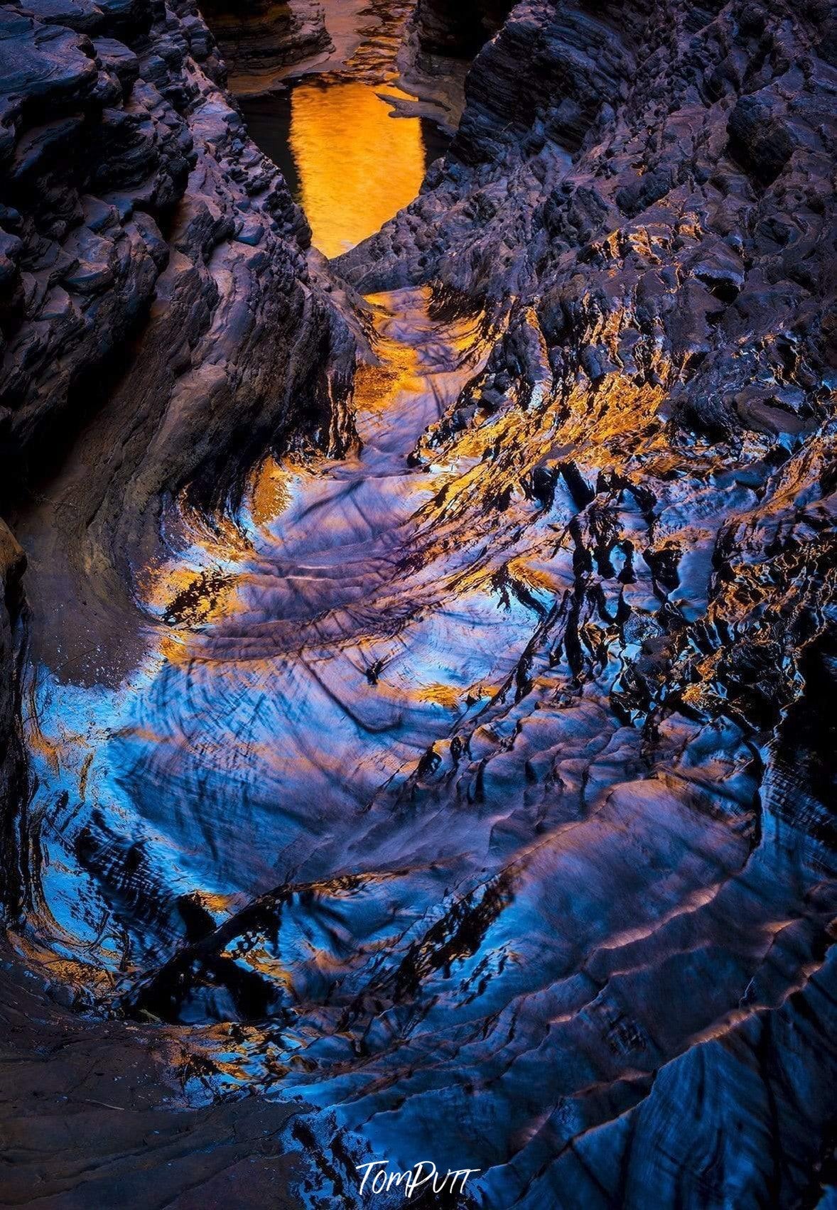 Artwork of beautiful shining, and reflecting water flow, Hancock Gorge - Karijini, The Pilbara