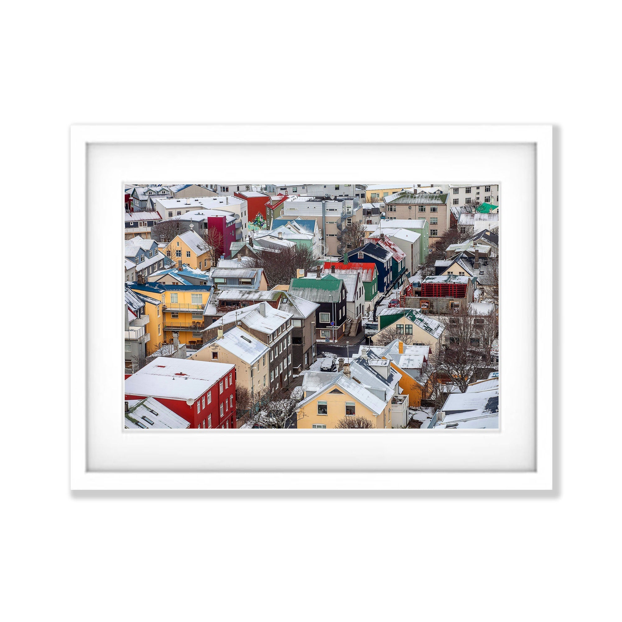 Rooftops covered in snow, Reykjavík