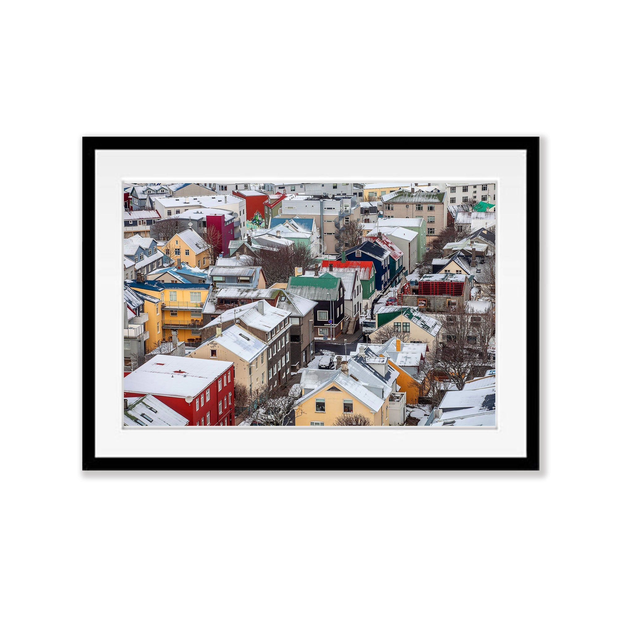 Rooftops covered in snow, Reykjavík