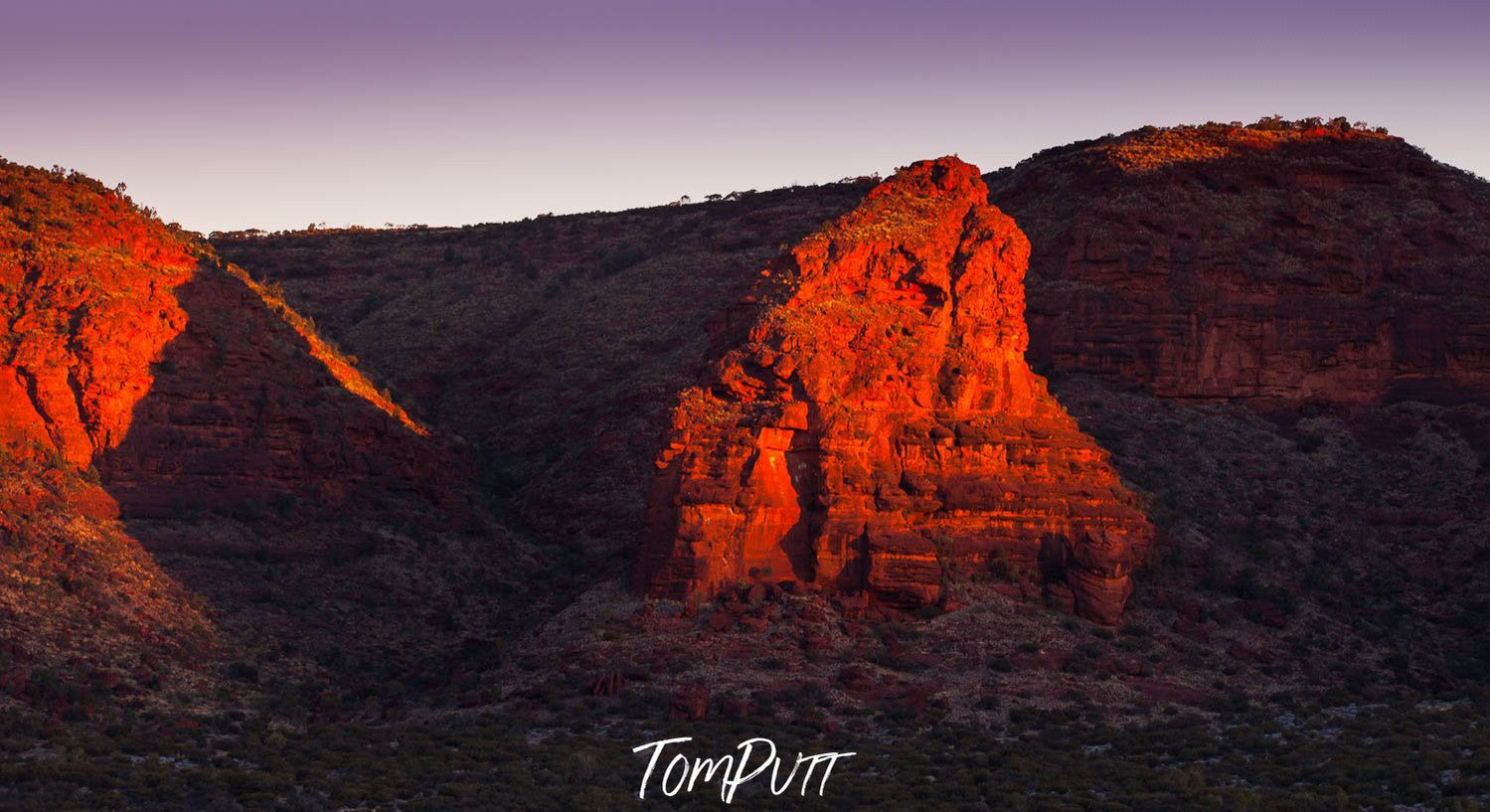 Giant mountain walls with partially hitting sunlight, Kalaranga PIllar, Finke Gorge National Park - Northern Territory