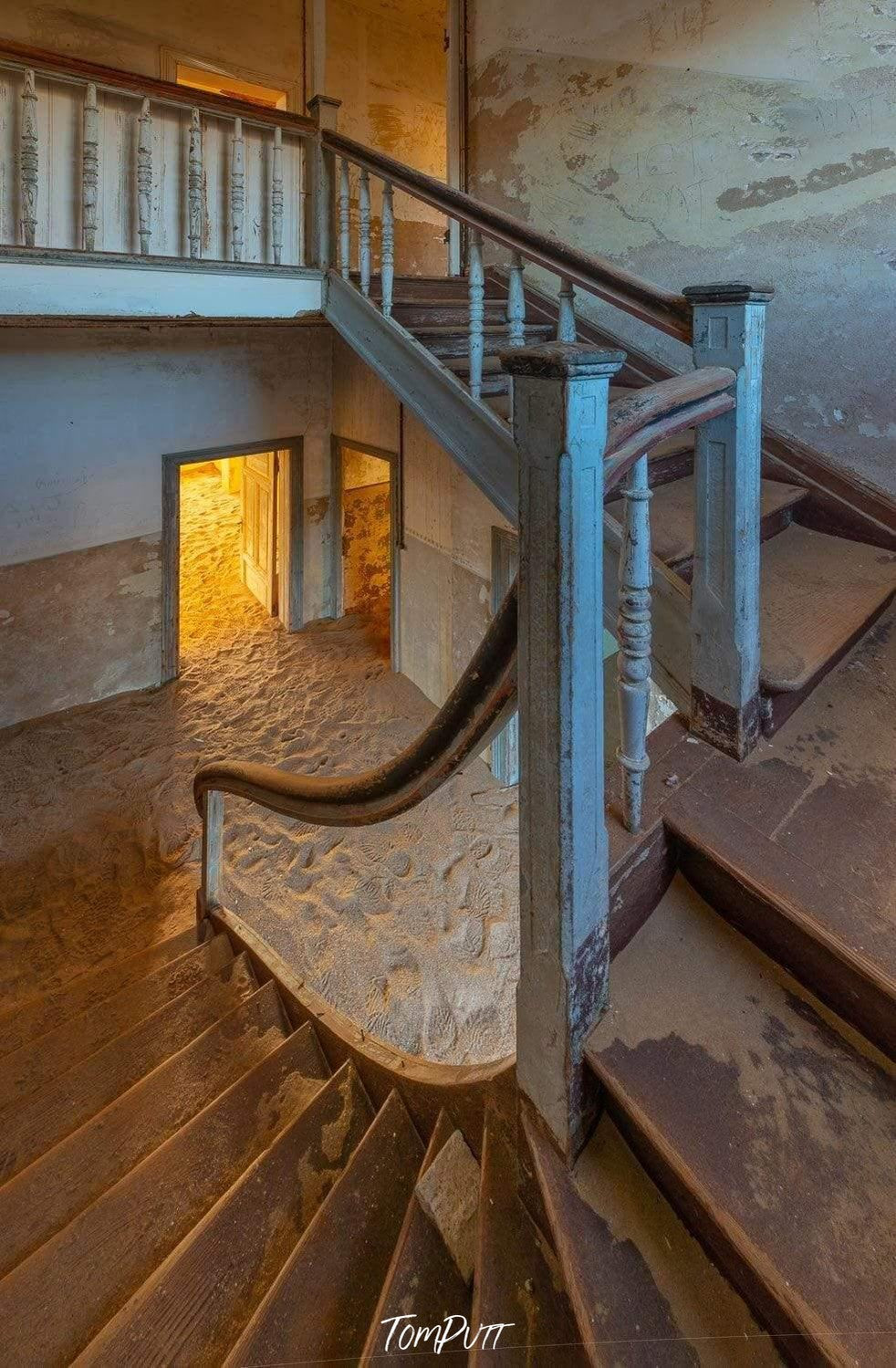 Beautiful stairs in a housing lobby, Kolmanskop No.23