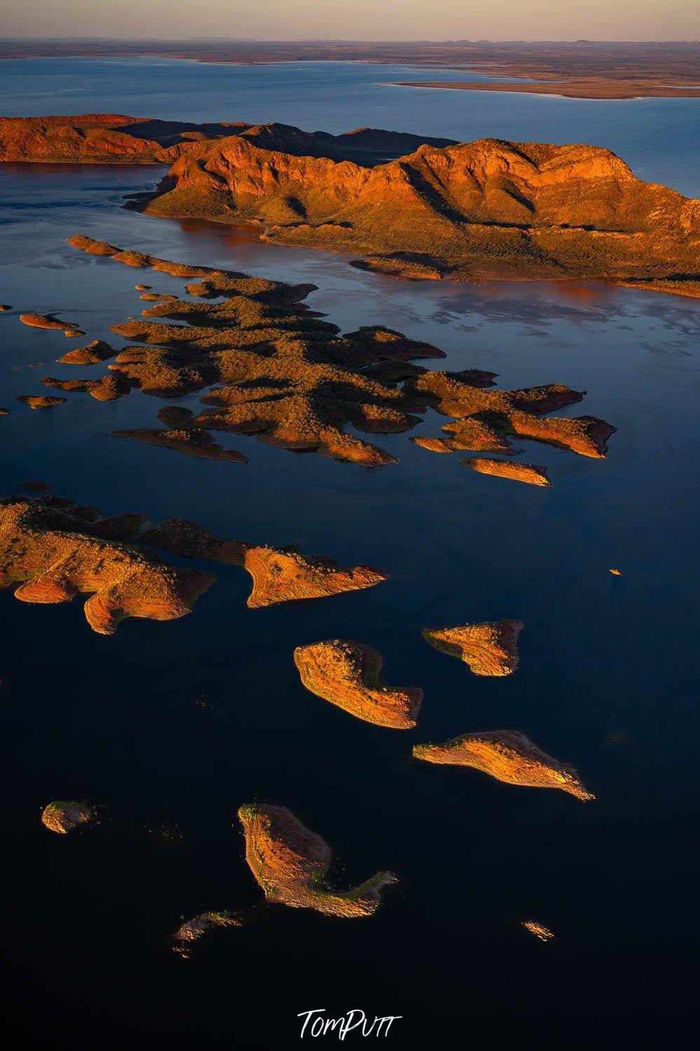 Many giant mounds of sand in the ocean, Lake Argyle #13 - The Kimberley
