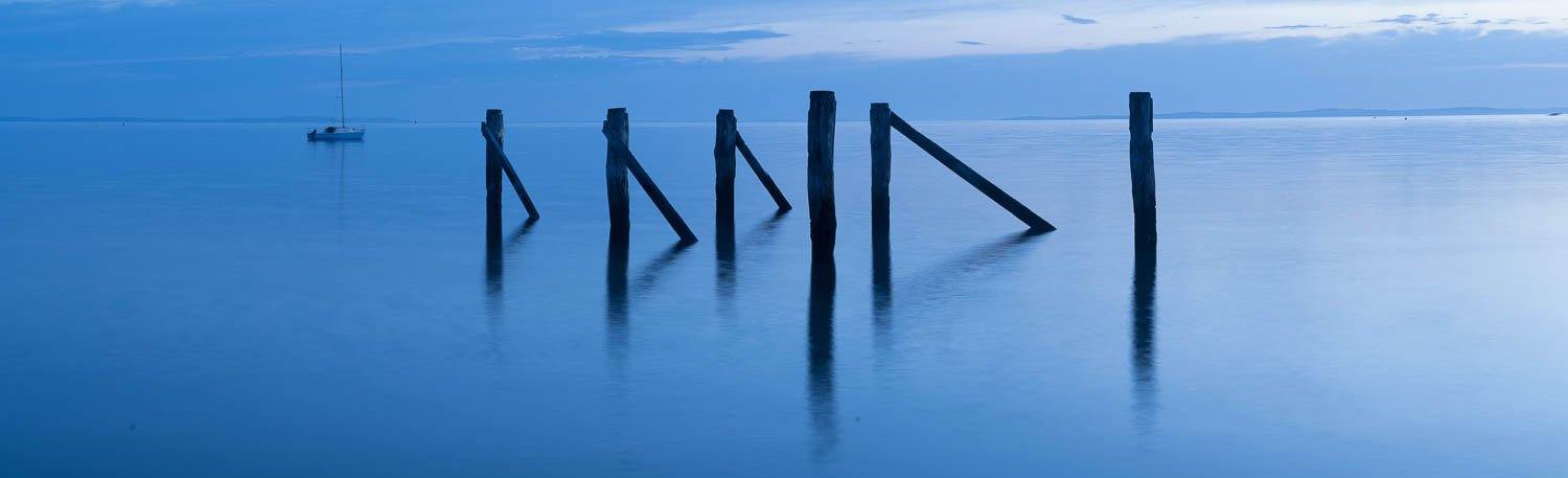 Long-standing wooden pillar in a sea, Lone Poles, Flinders - Mornington Peninsula VIC 