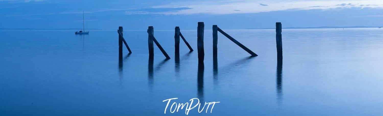 Long-standing wooden pillar in a sea, Lone Poles, Flinders - Mornington Peninsula VIC