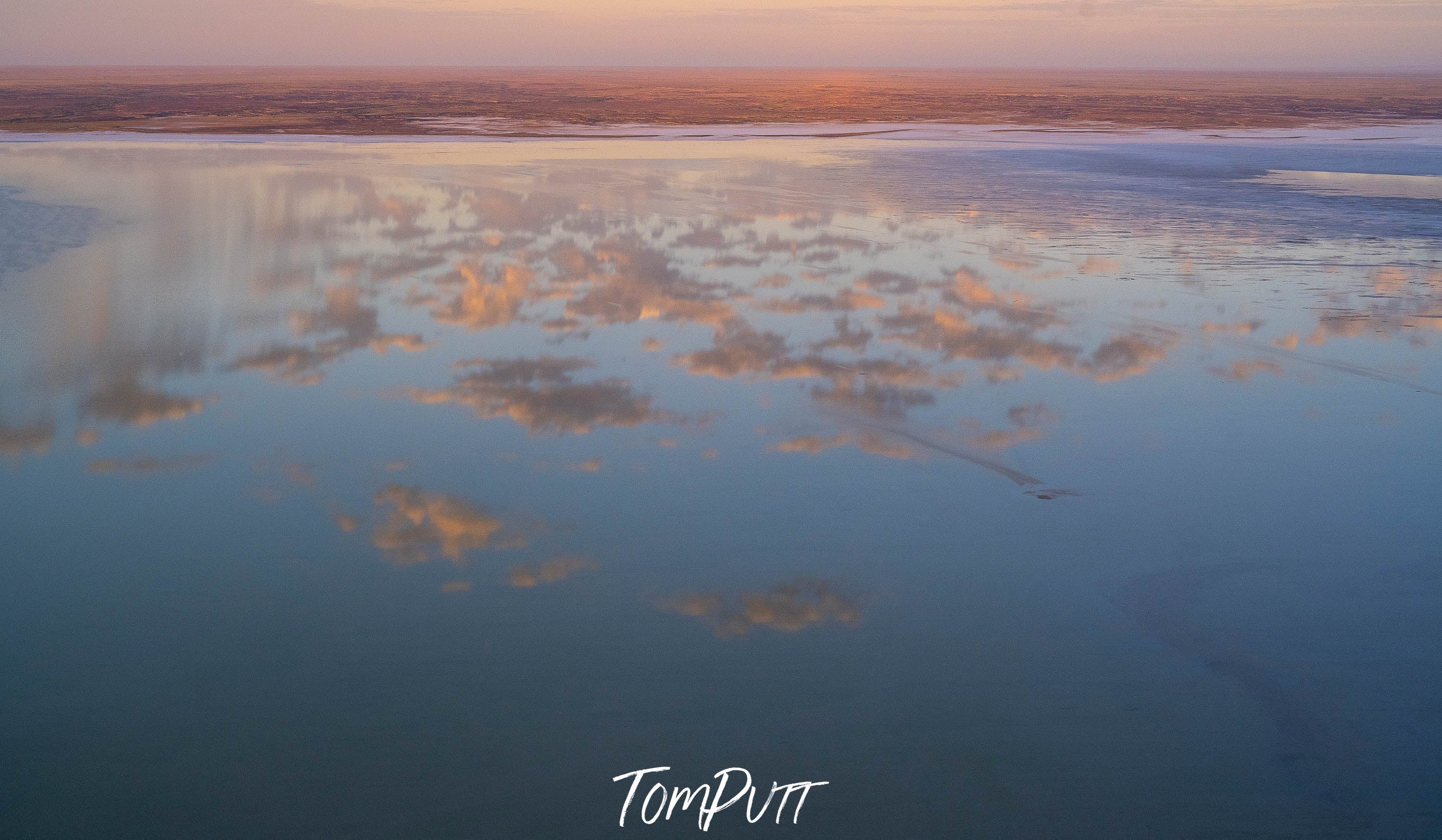 Morning cloud reflected in Belt Bay, Lake Eyre, SA