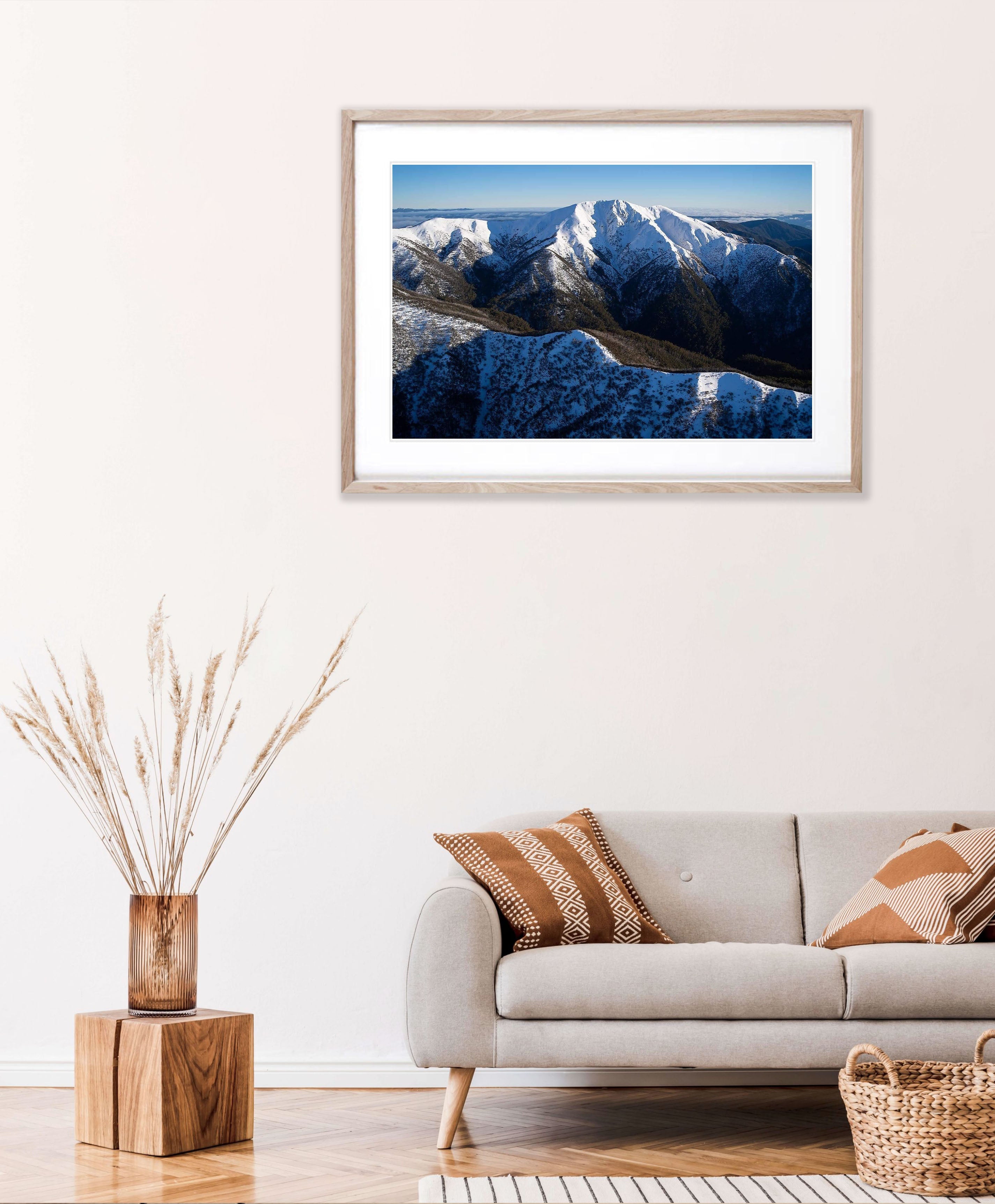 Mount Feathertop standing tall (aerial), Victorian High Country