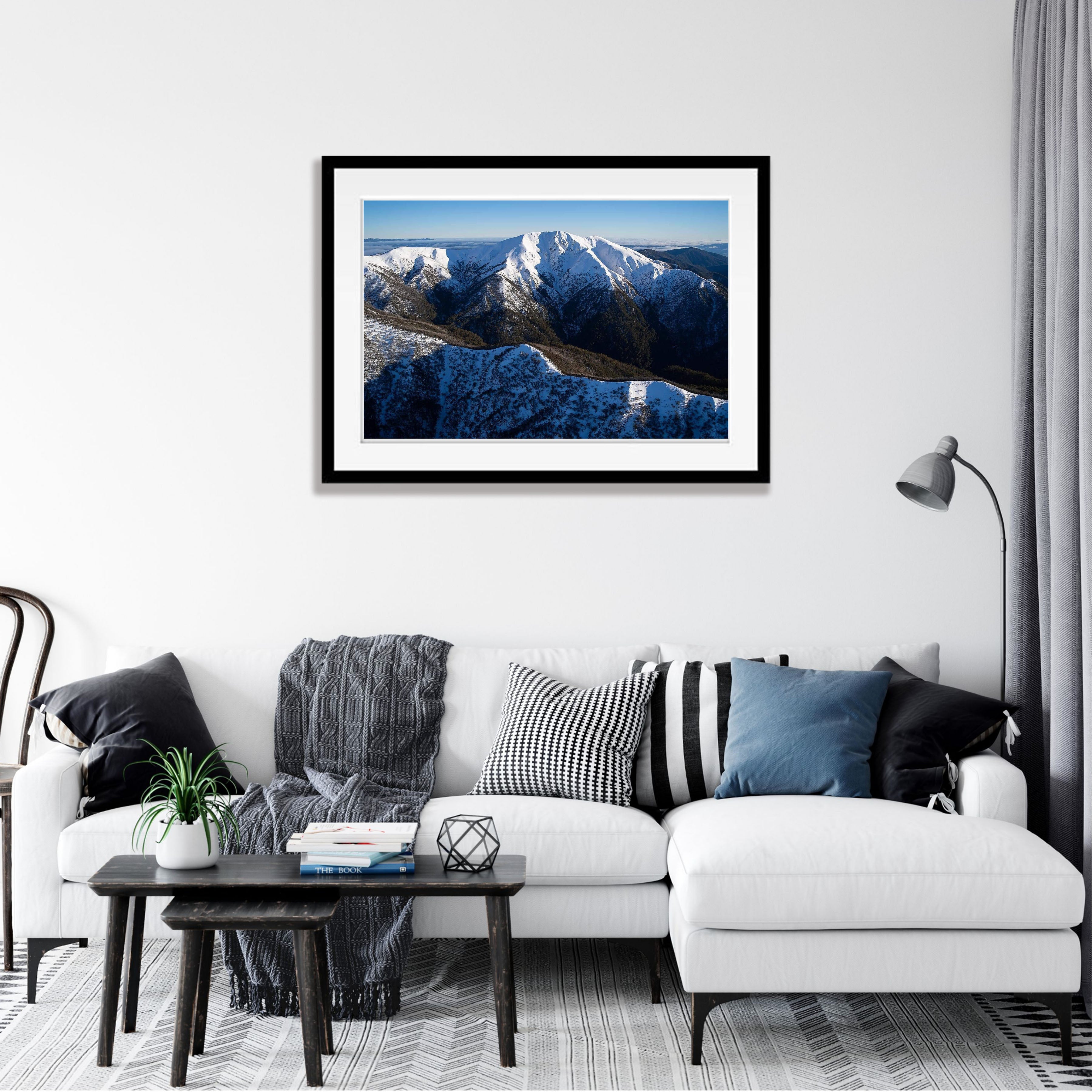Mount Feathertop standing tall (aerial), Victorian High Country