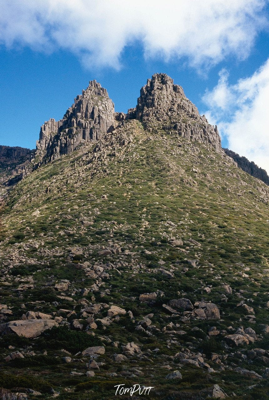 A Couple of mountains, and small bushes on the land, Cradle Mountain #29, Tasmania