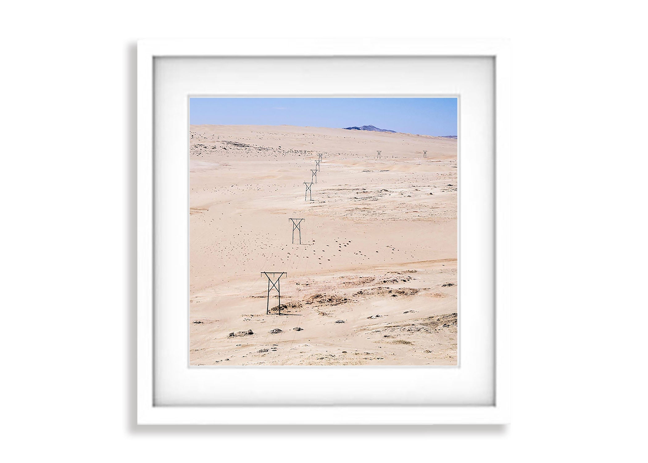 Power Lines through the desert, Namibia, Africa