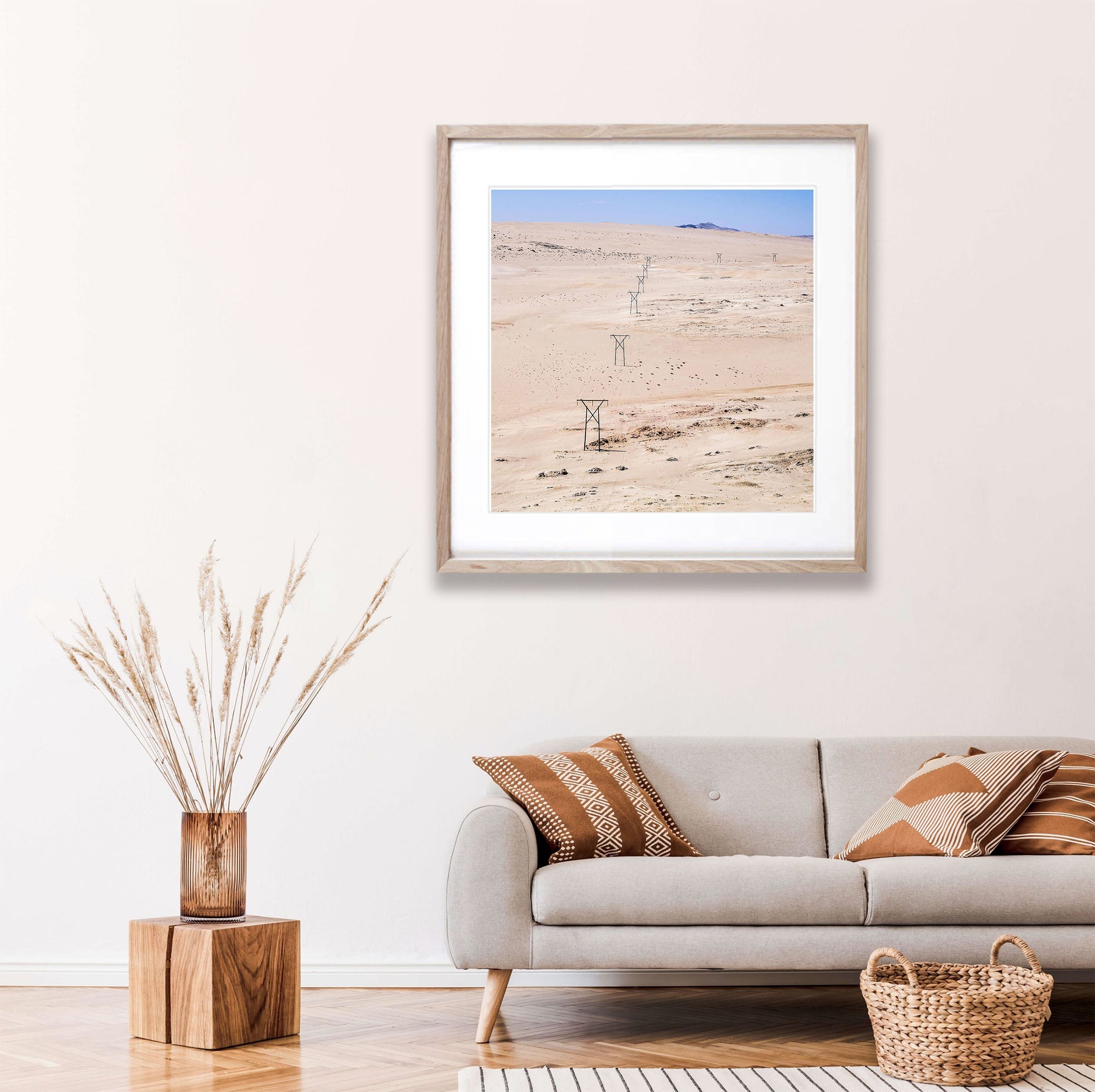 Power Lines through the desert, Namibia, Africa