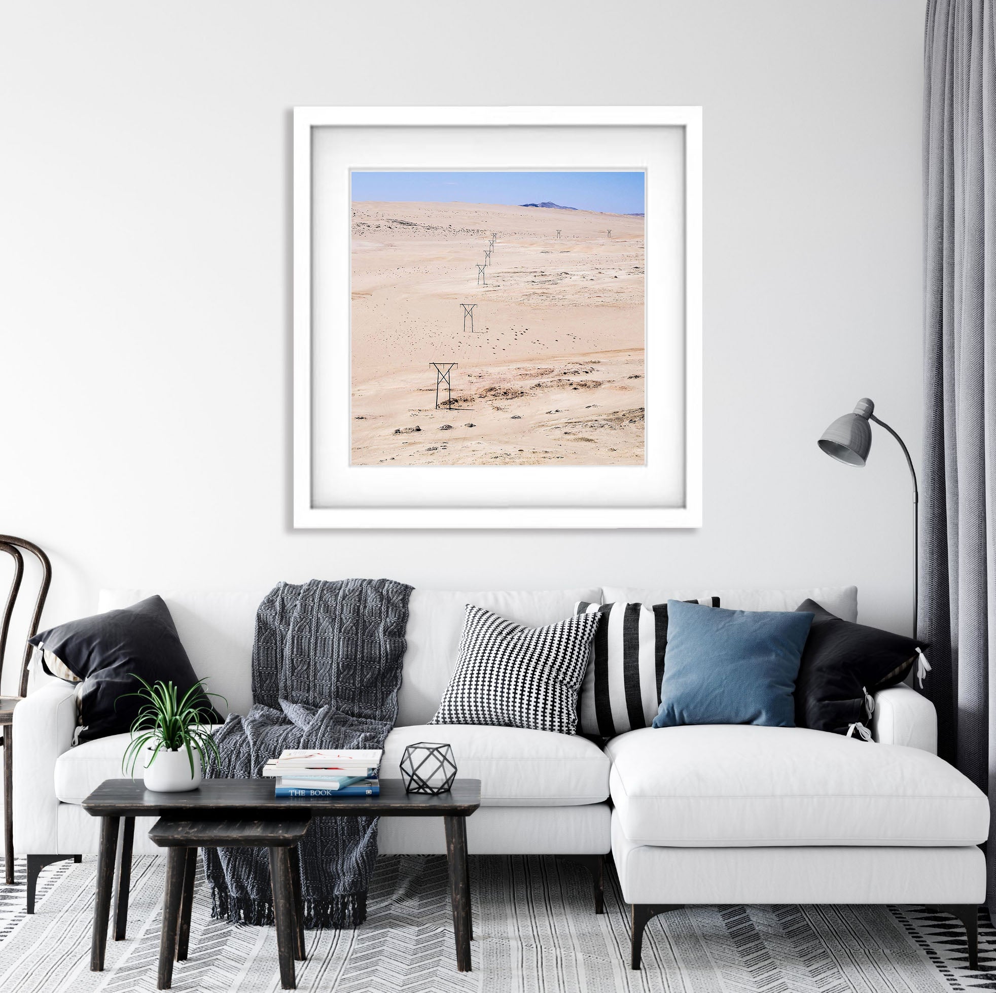 Power Lines through the desert, Namibia, Africa