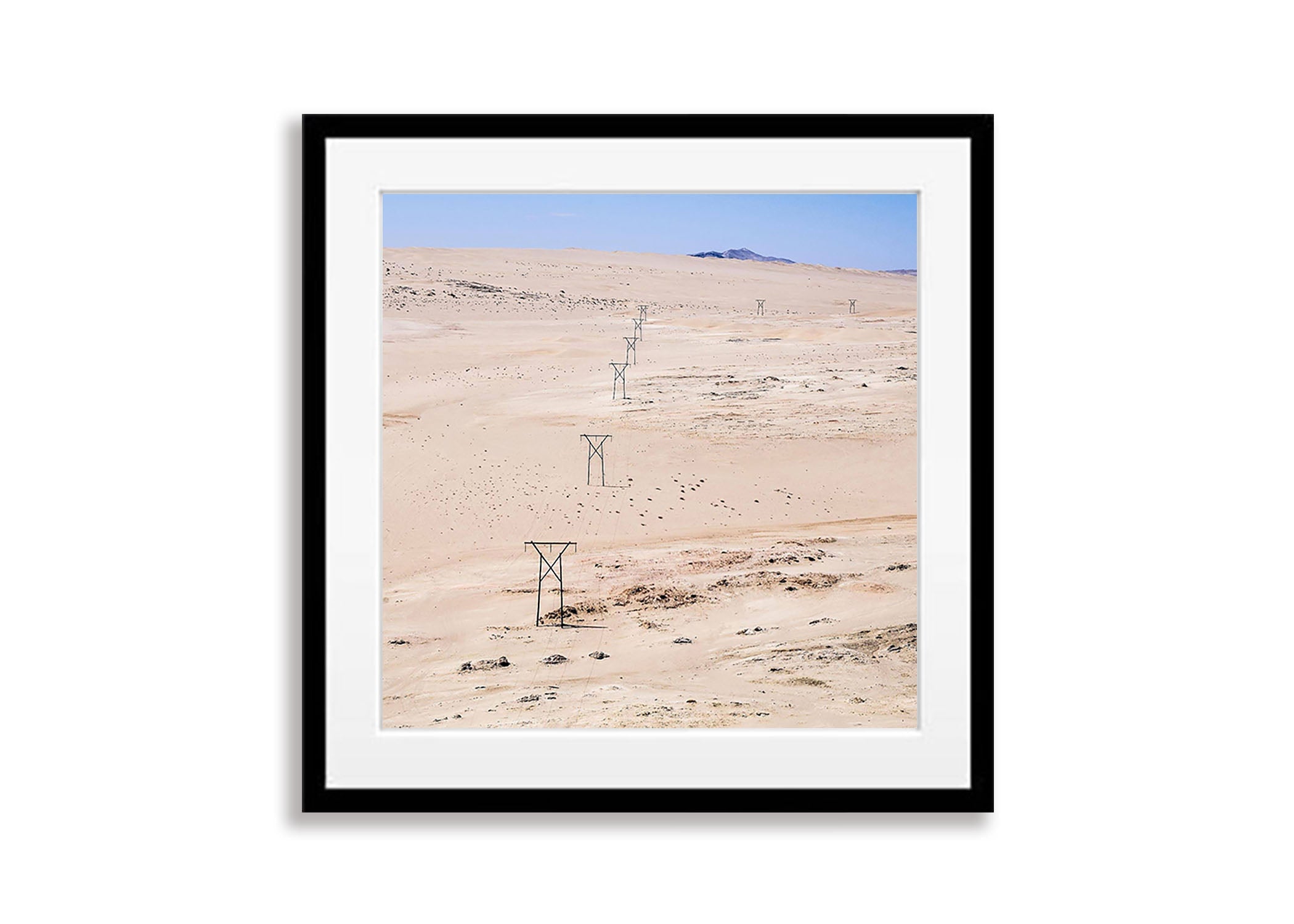 Power Lines through the desert, Namibia, Africa