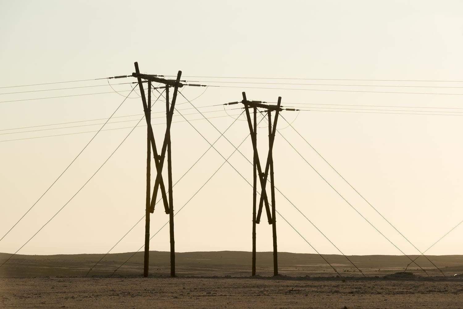 Long-standing electricity towers with many wires connected, Namibia #8