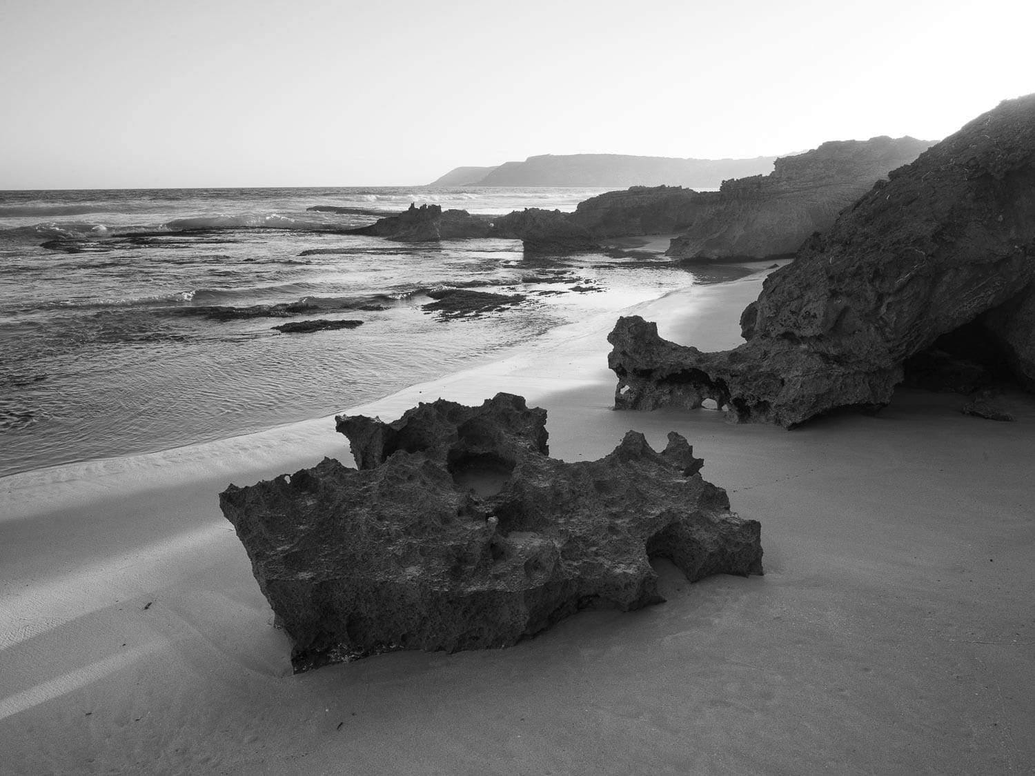 Big black stones on a seashore, Pennington Rocks - Kangaroo Island SA
