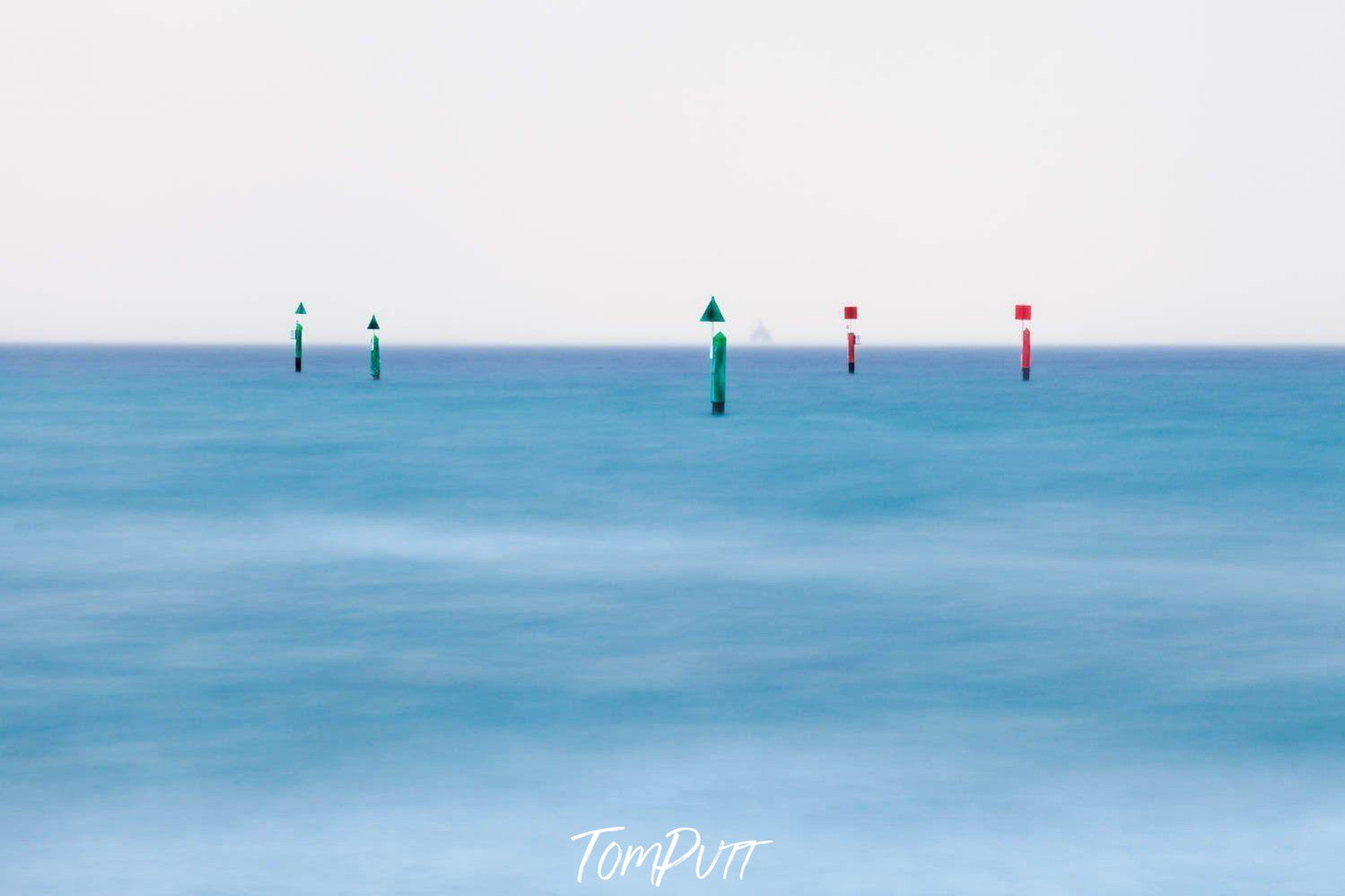 Colorful poles standing in a center of an ocean, Poles, Rye - Mornington Peninsula VIC