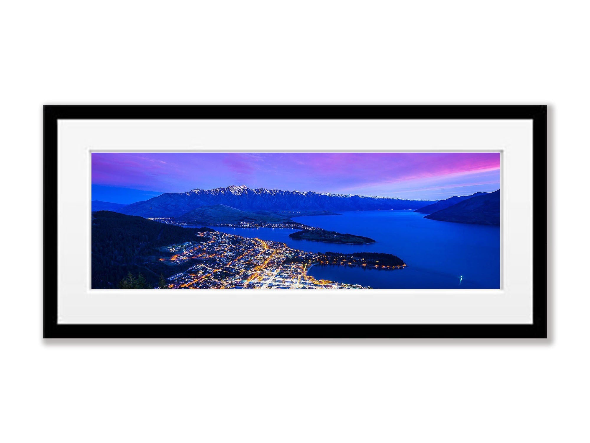 Queenstown and The Remarkables at night panorama, New Zealand