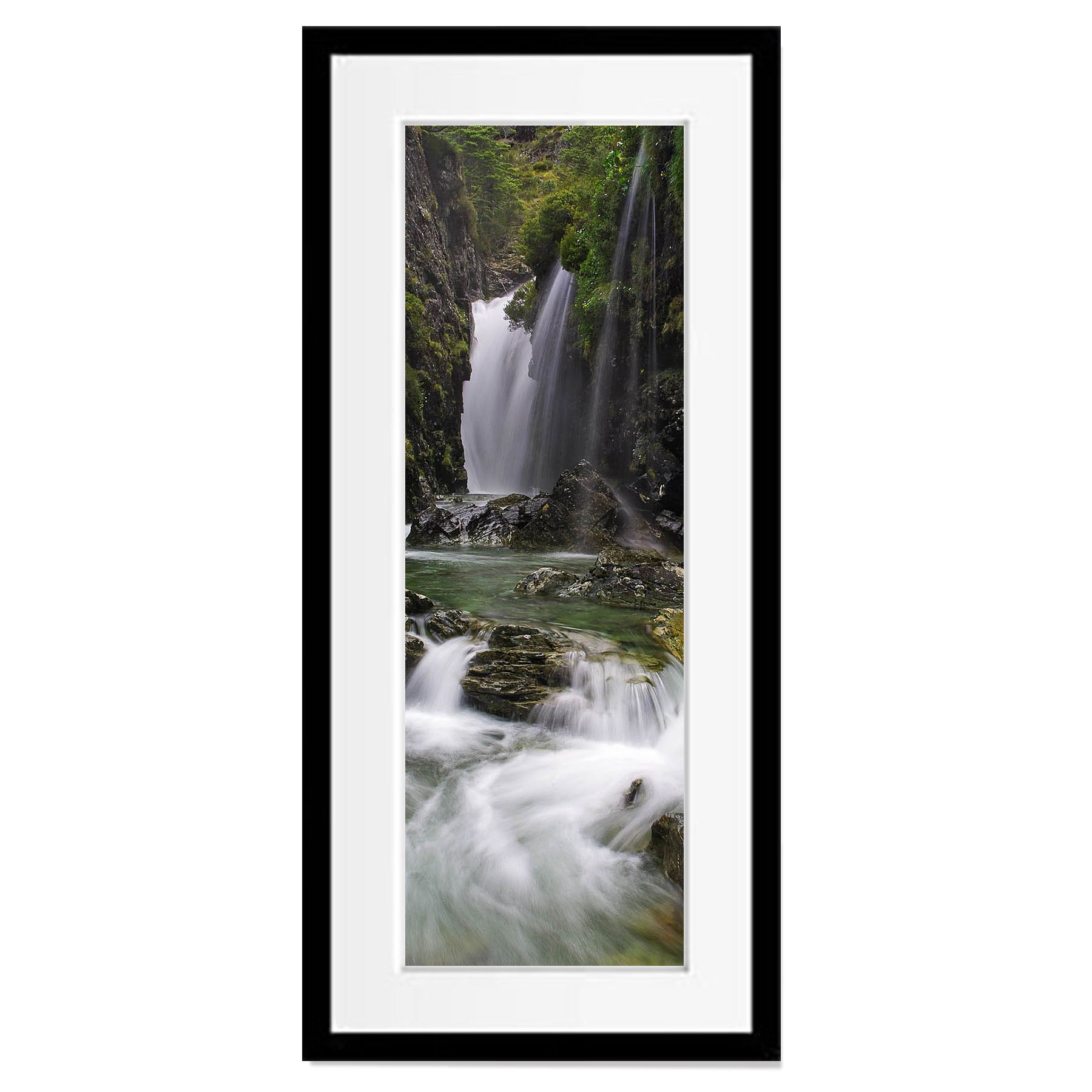 Routeburn Falls vertical panorama, Routeburn Track - New Zealand