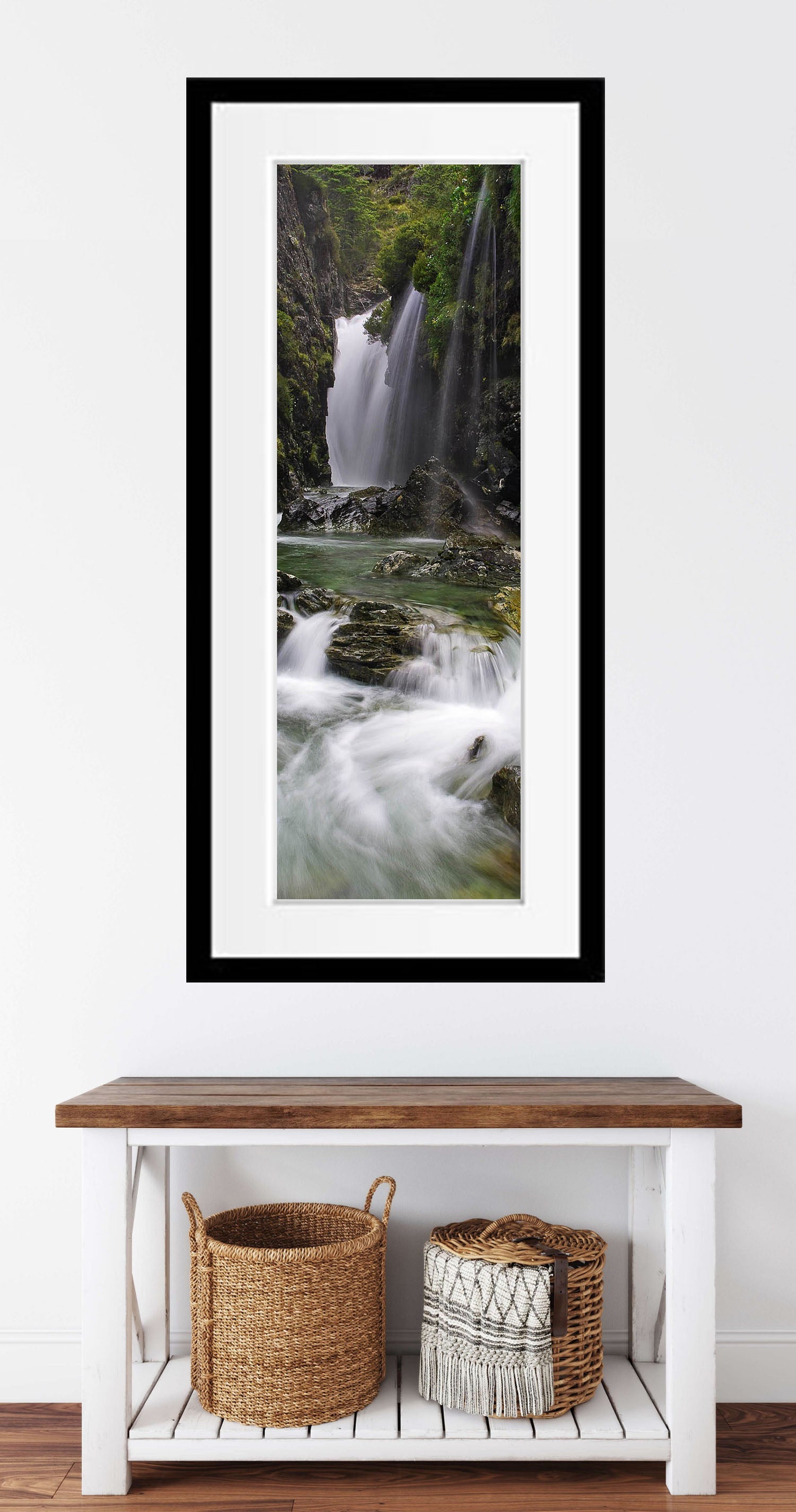 Routeburn Falls vertical panorama, Routeburn Track - New Zealand