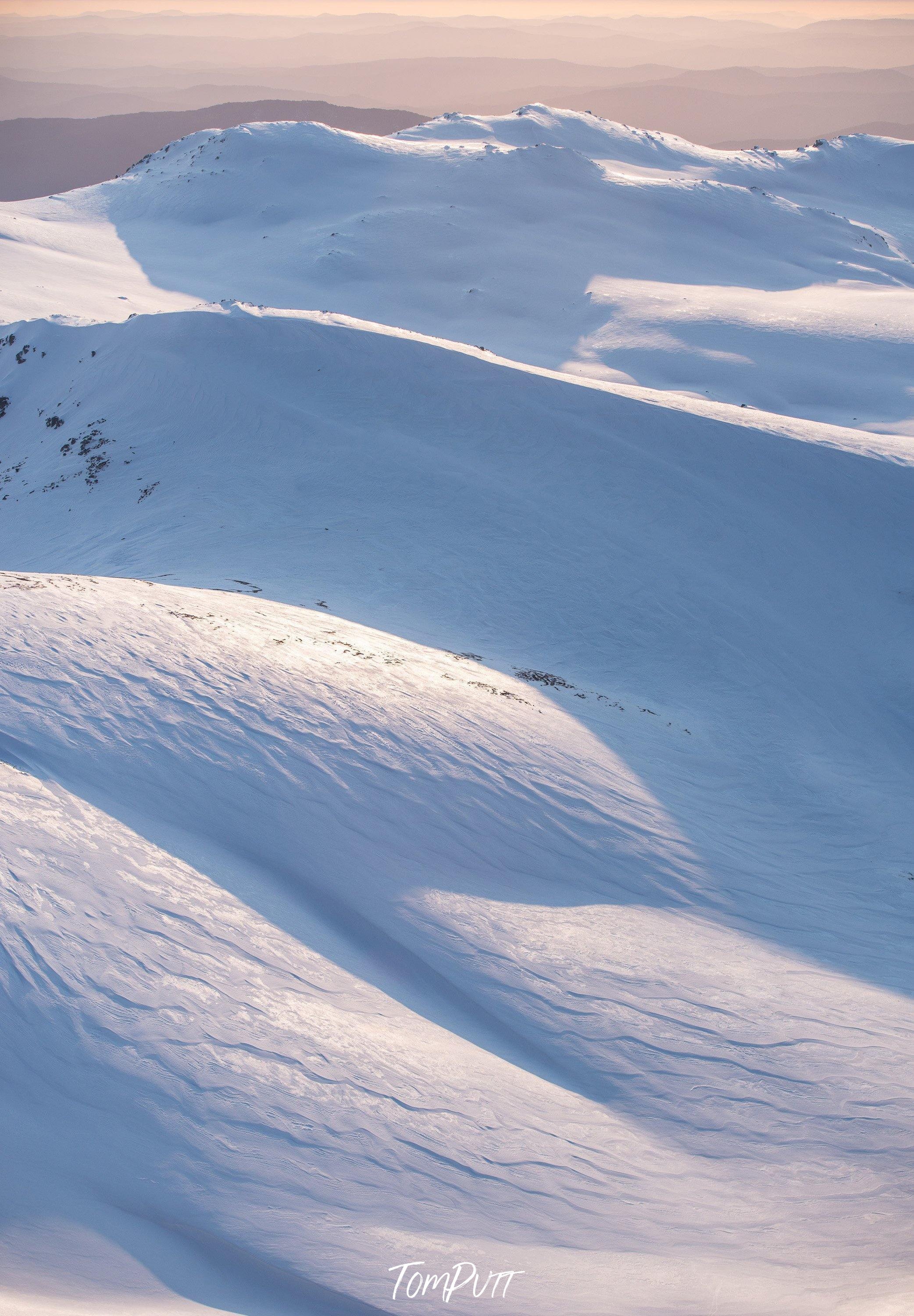 Fully white snow-covered mountain walls, Smooth Lines - Snowy Mountains NSW