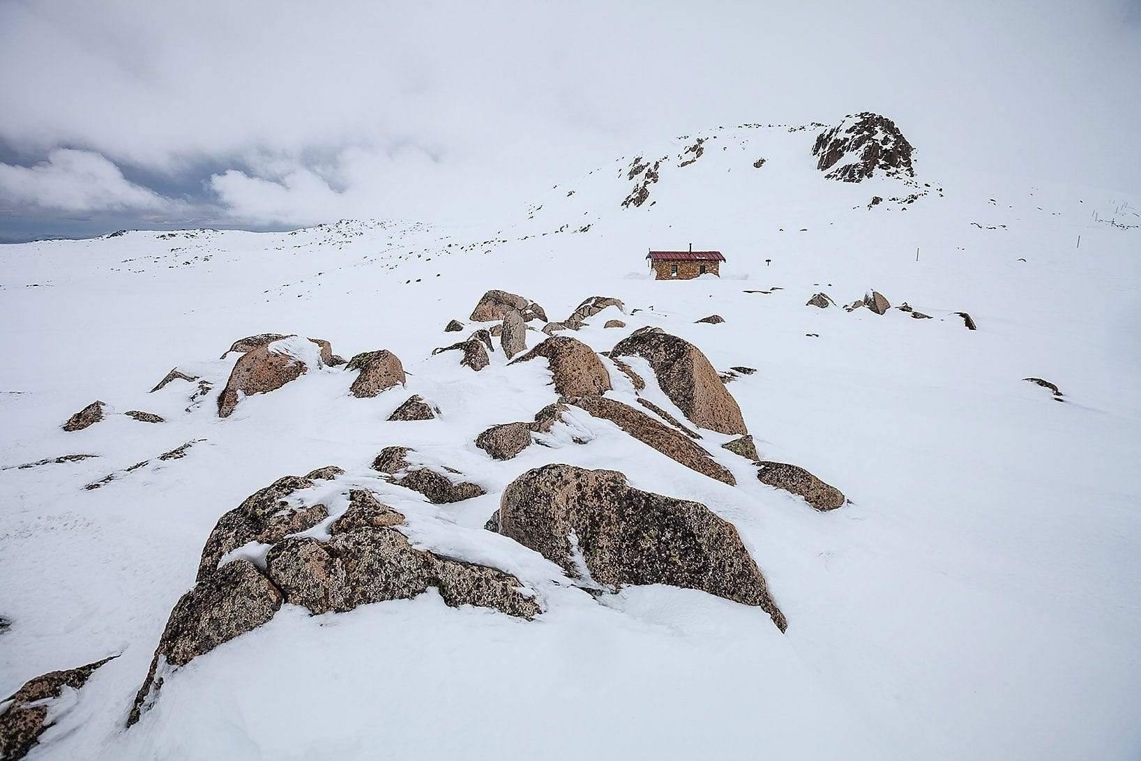 Penetrating stones under snow, Snow Refuge - Snowy Mountains NSW