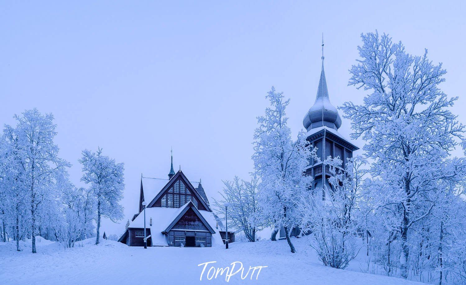 A house and a tower in a fully snow-covered area, Sweden No.32