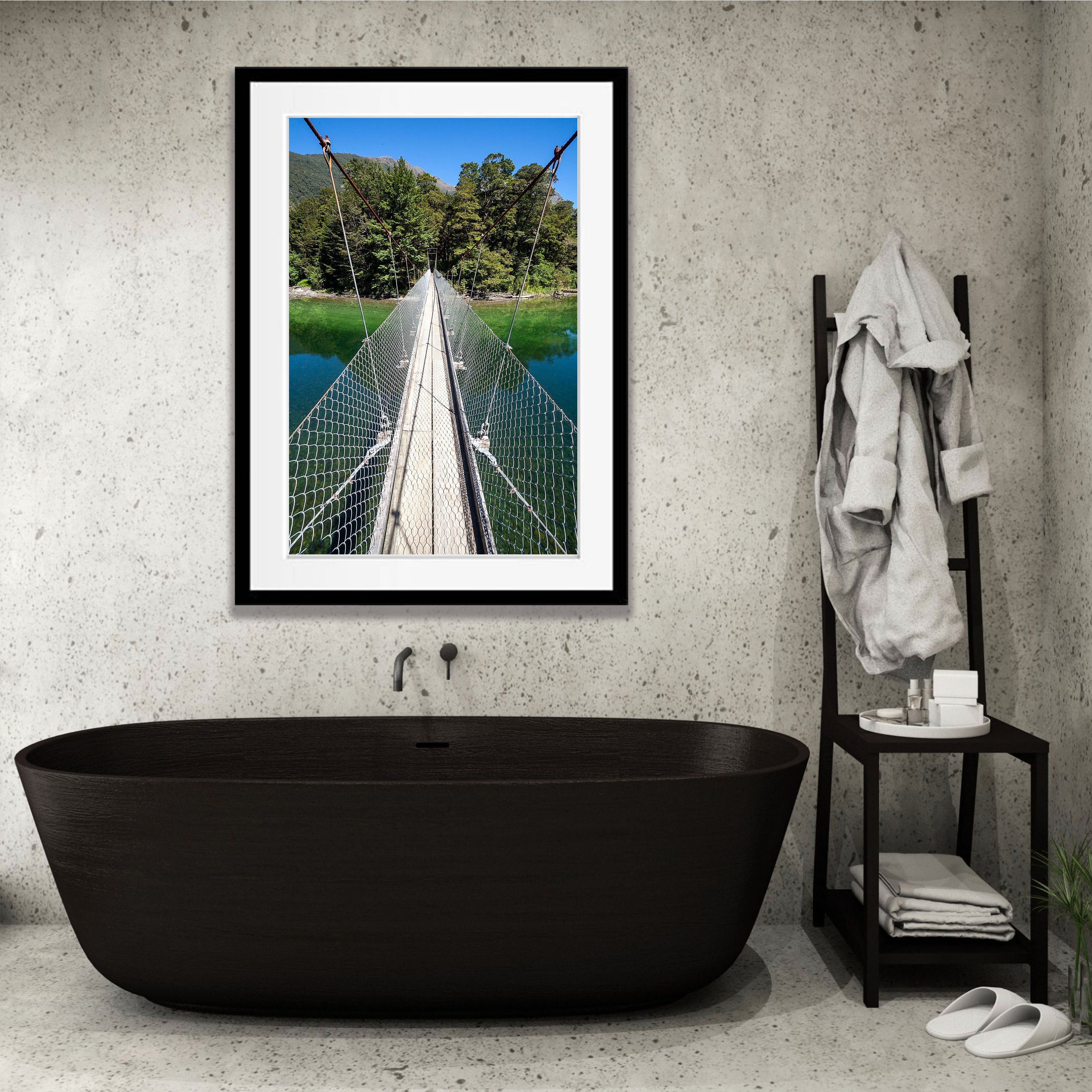 Swing Bridge across the Clinton River, Milford Track - New Zealand