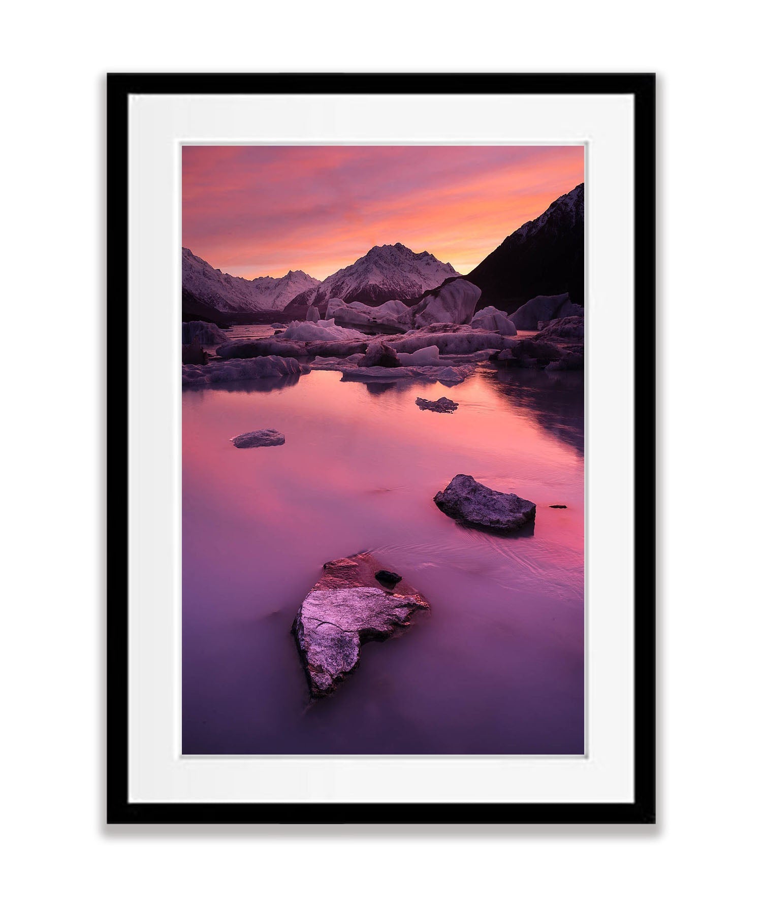 Tasman Lake at sunrise, Mount Cook, New Zealand