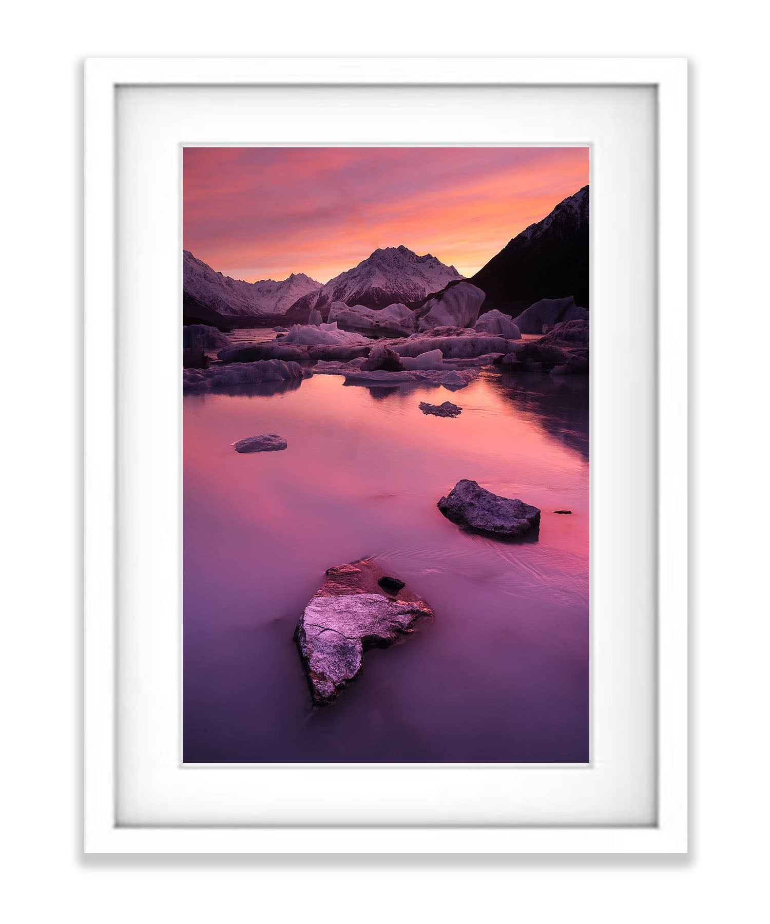 Tasman Lake at sunrise, Mount Cook, New Zealand