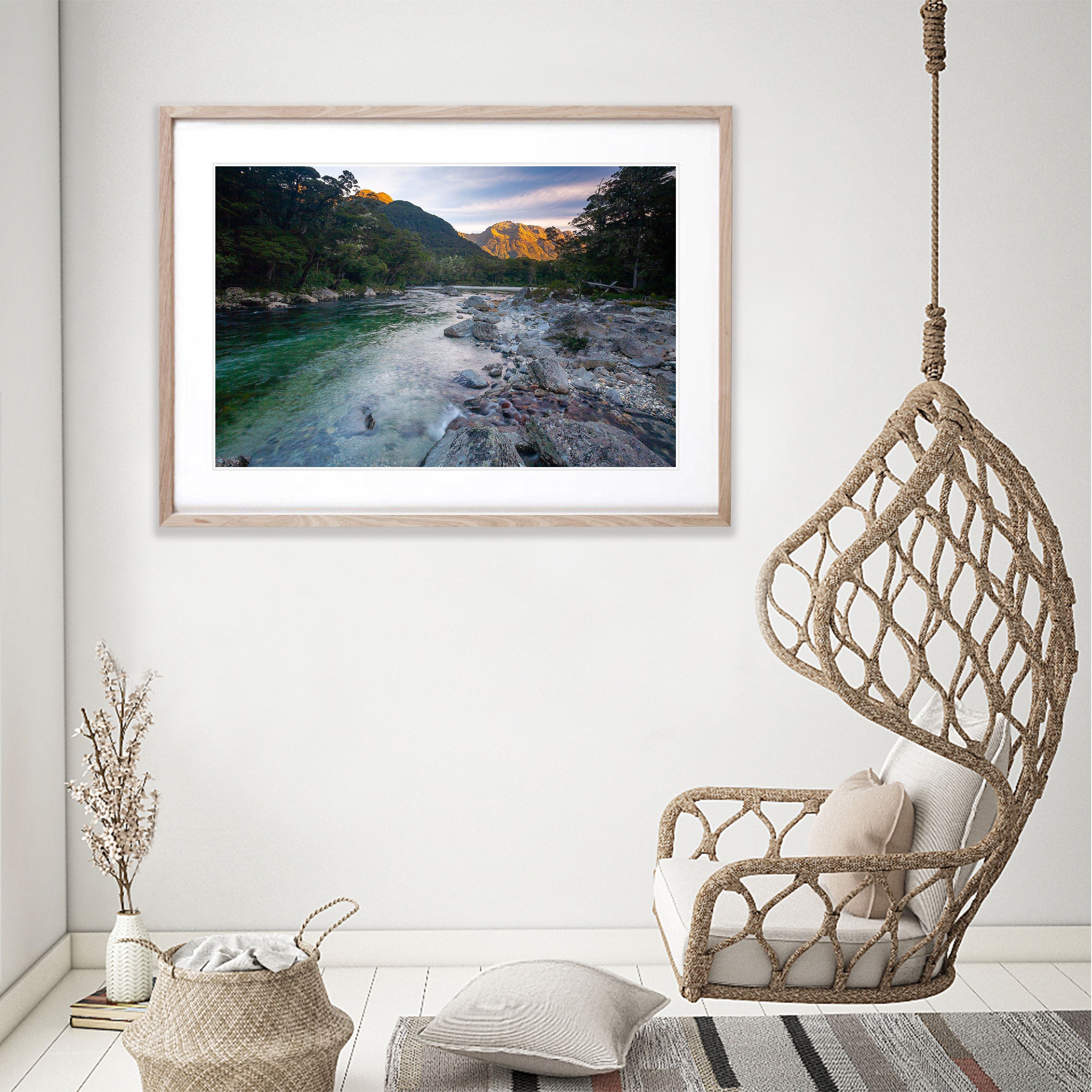 The Clinton River and Earl Mountains at sunset, Milford Track - New Zealand