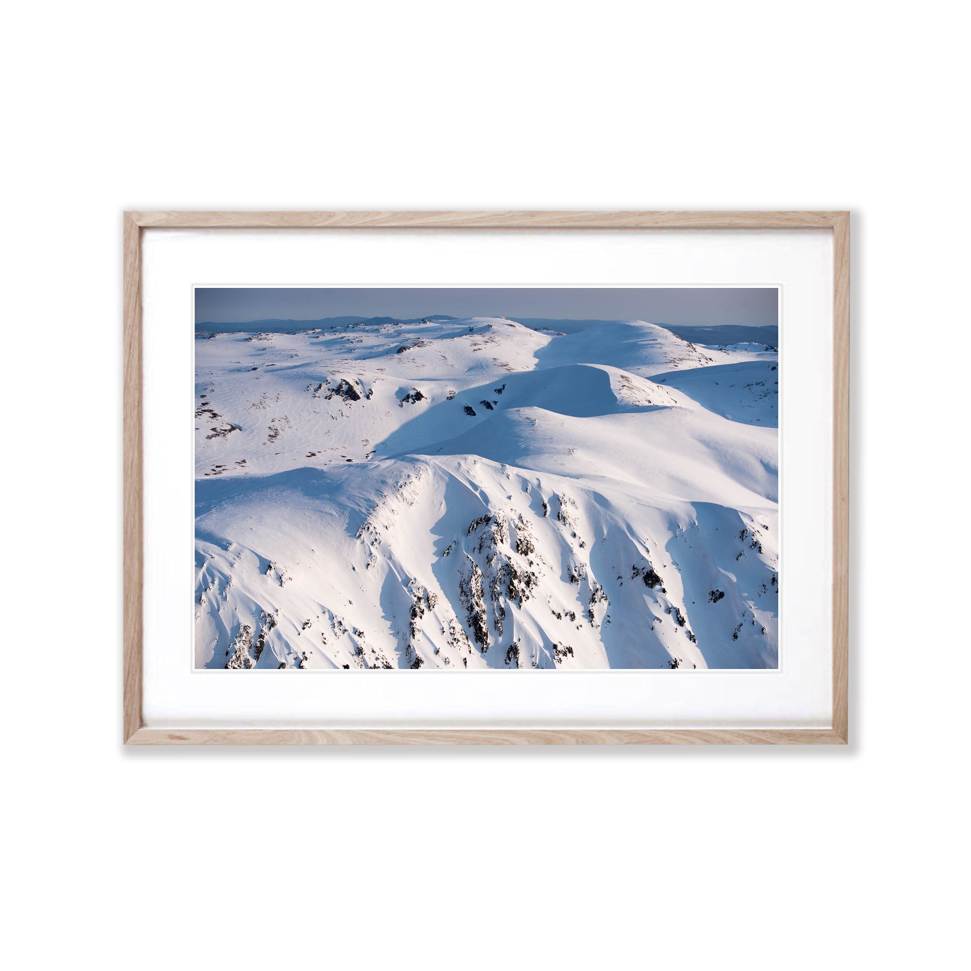 The Snowy Mountains from above in winter, New South Wales