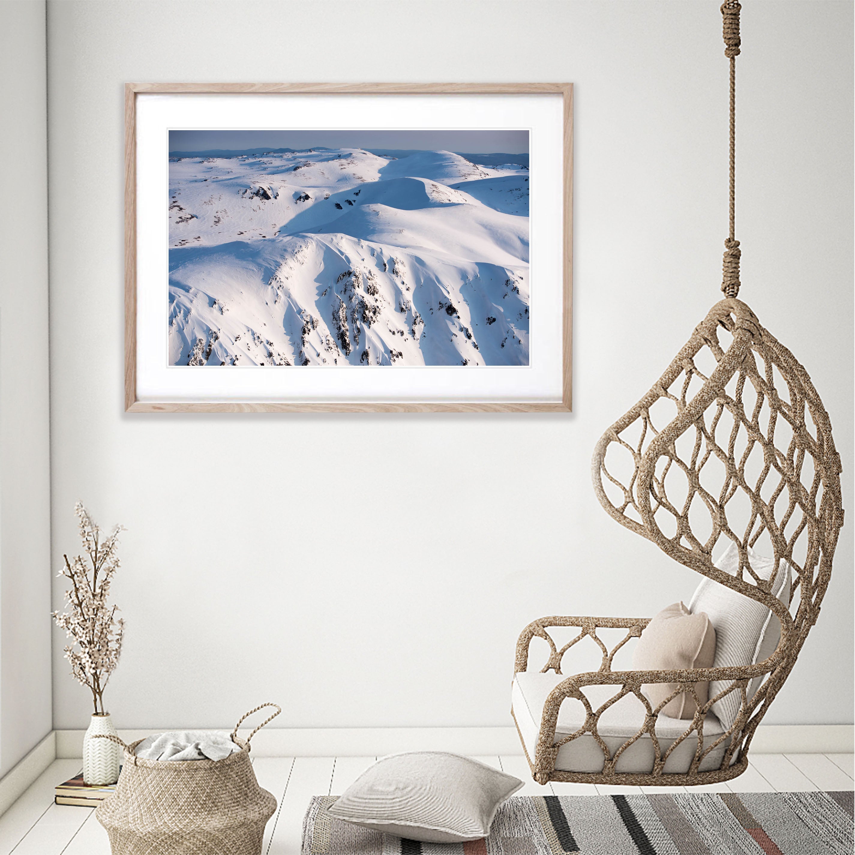 The Snowy Mountains from above in winter, New South Wales