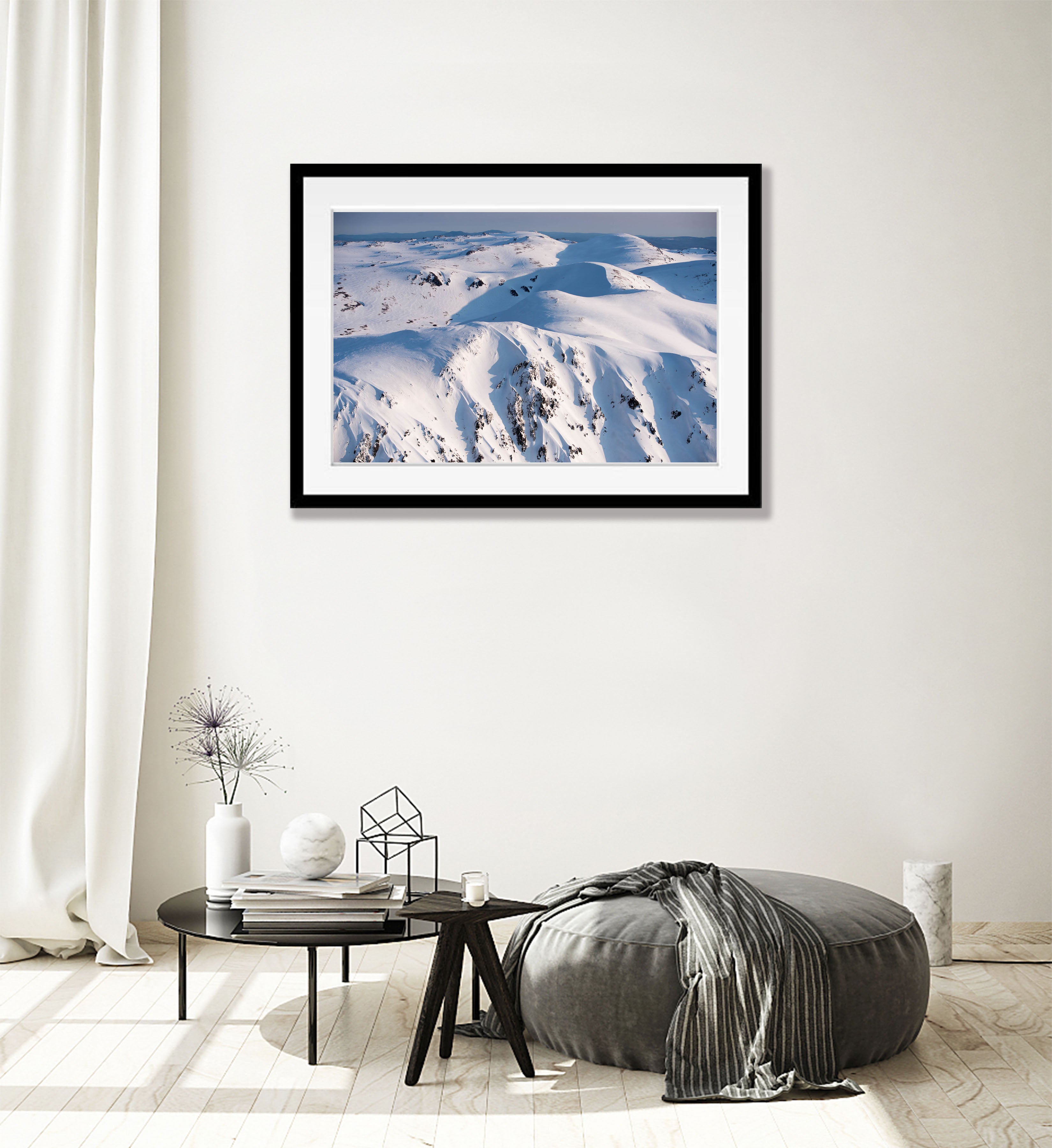 The Snowy Mountains from above in winter, New South Wales