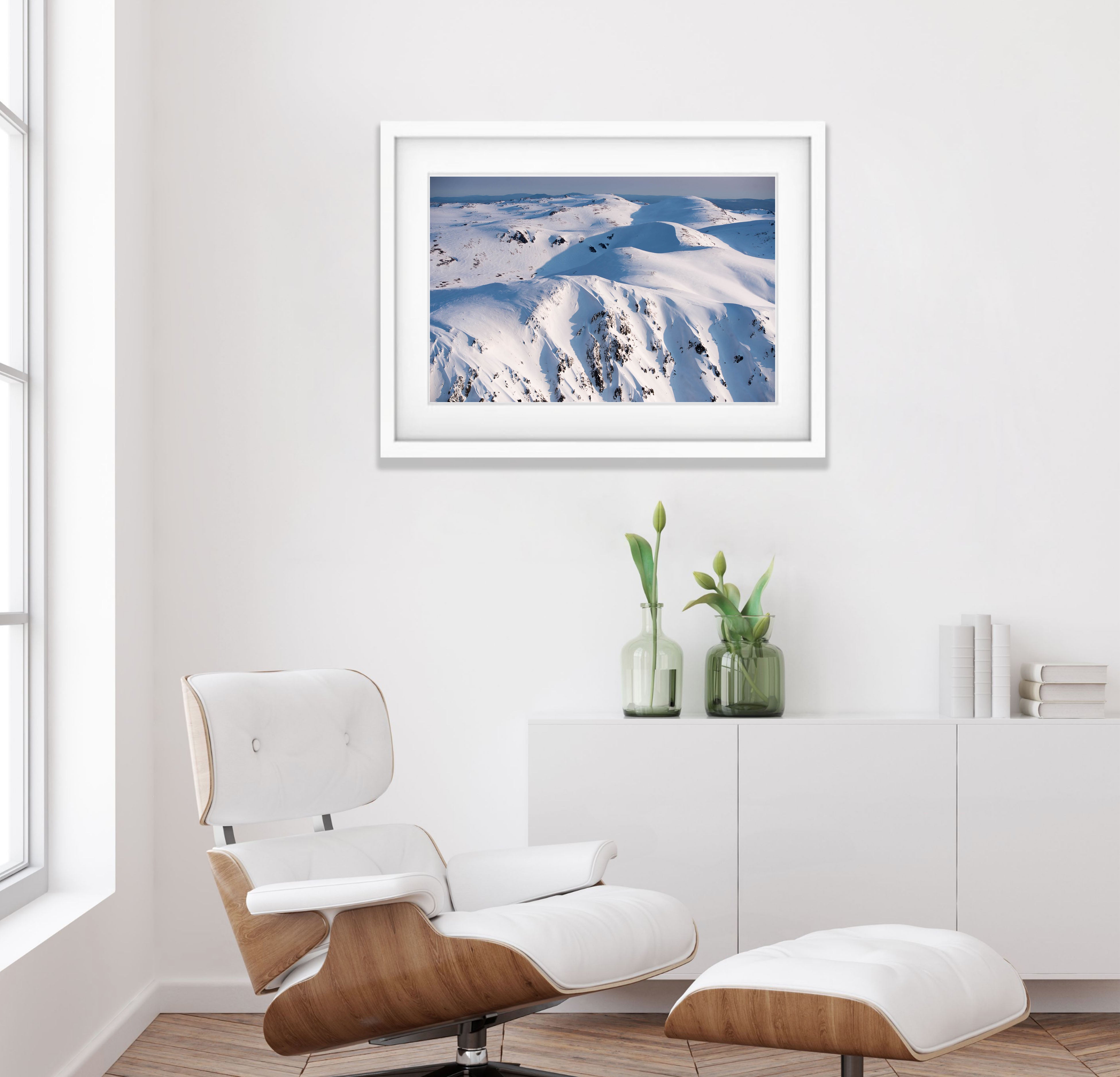 The Snowy Mountains from above in winter, New South Wales