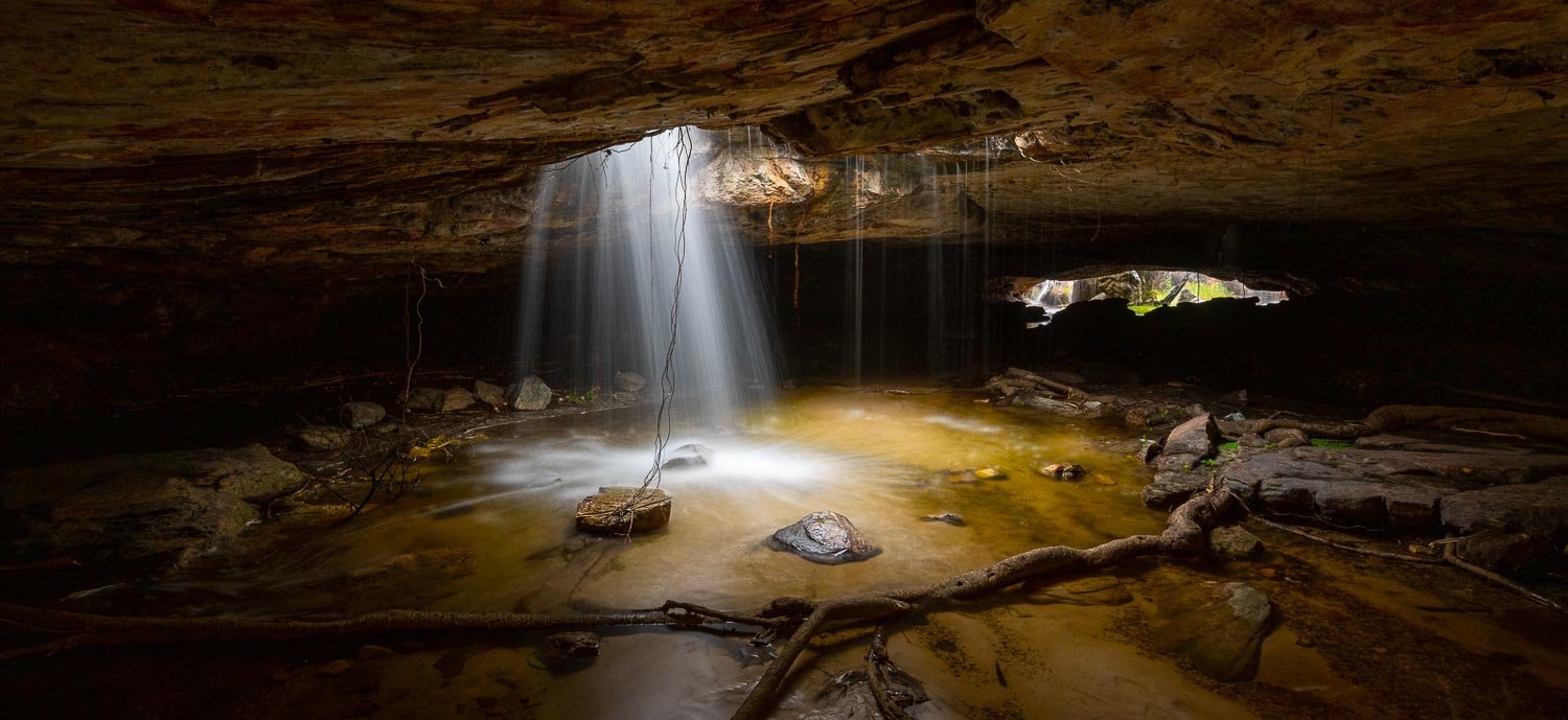 A morning view of below the earth, a hollow area causing the passage of rainwater and sunlight, Arnhem Land 4 